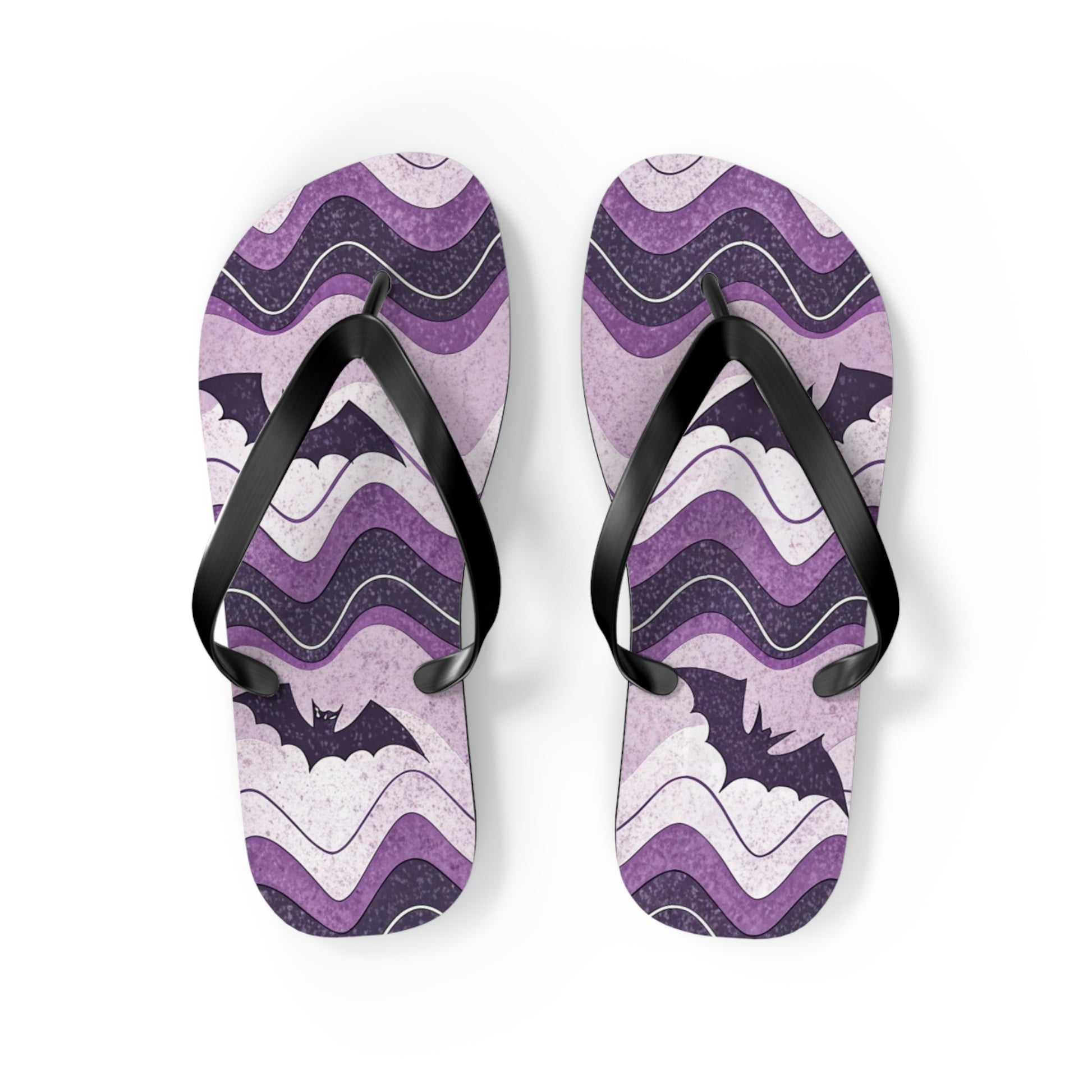 Bat Wave Flip Flops, Artsulli - Art is Long, Life is Short, Shoes, Size, M, Color, Black sole, , , 28566358767255