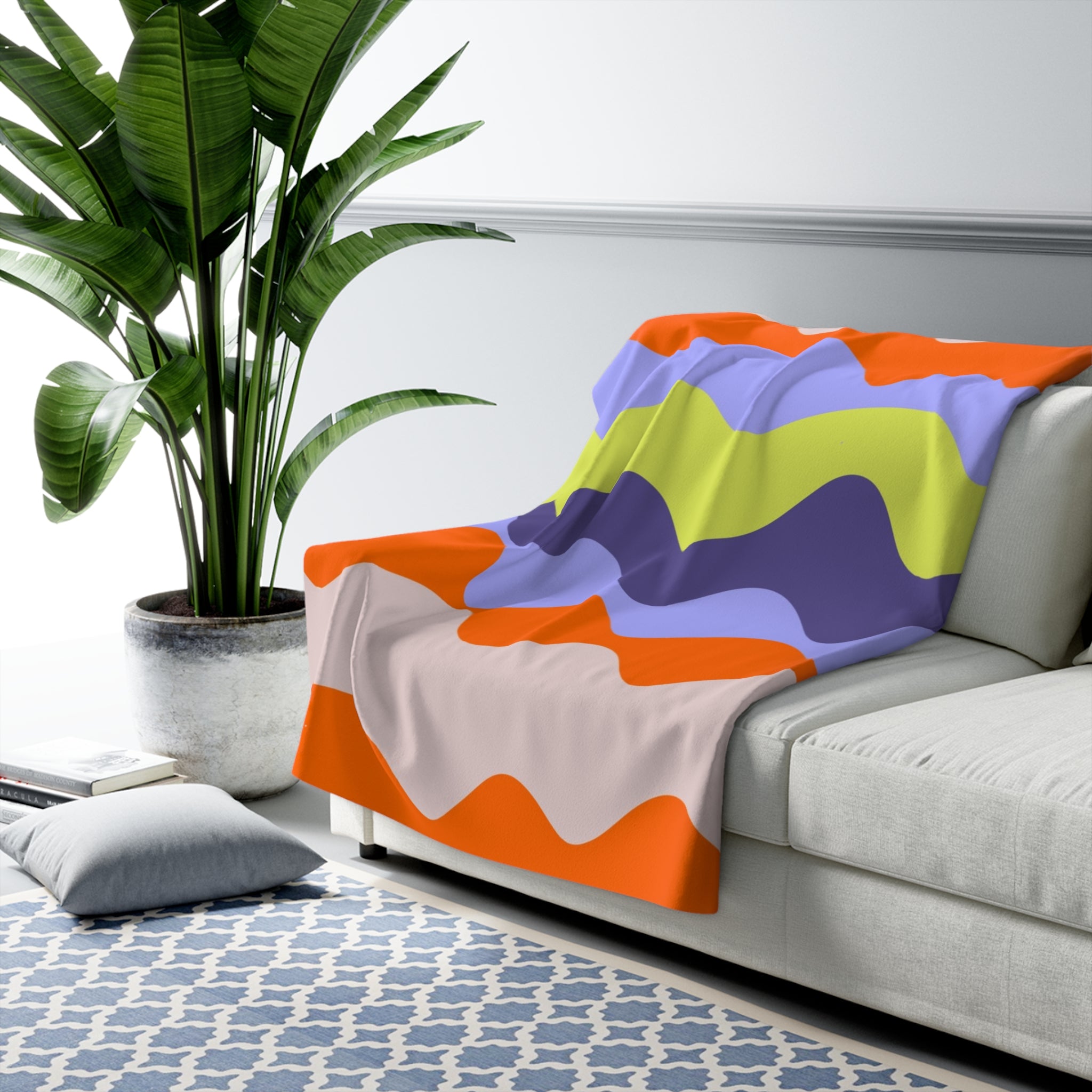 Waves Red and Blue Sherpa Fleece Blanket, Artsulli - Art is Long, Life is Short, Home Decor, , , , , , , 