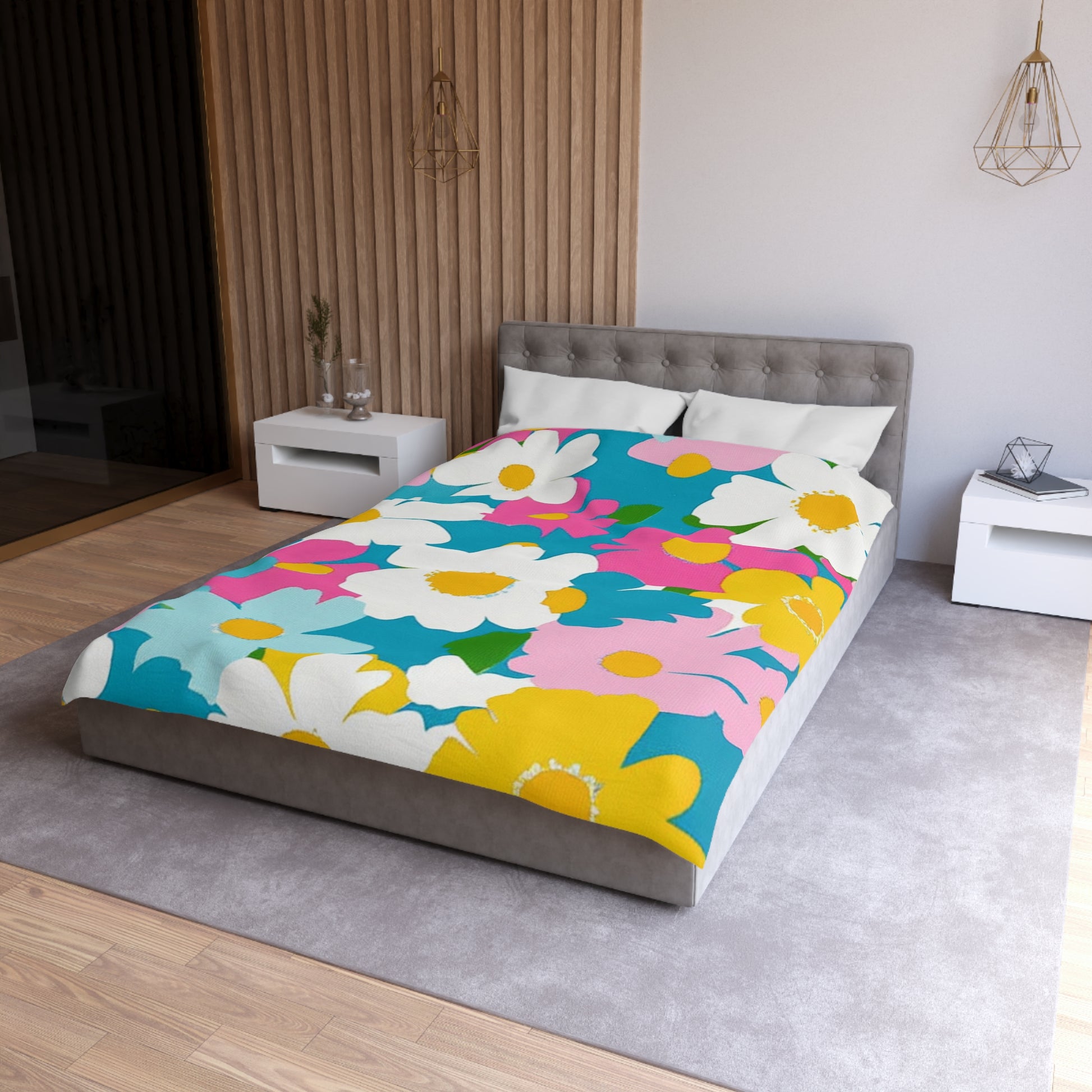 Flowers Multi-Color Microfiber Duvet Cover, Artsulli - Art is Long, Life is Short, Home Decor, , , , , , , 