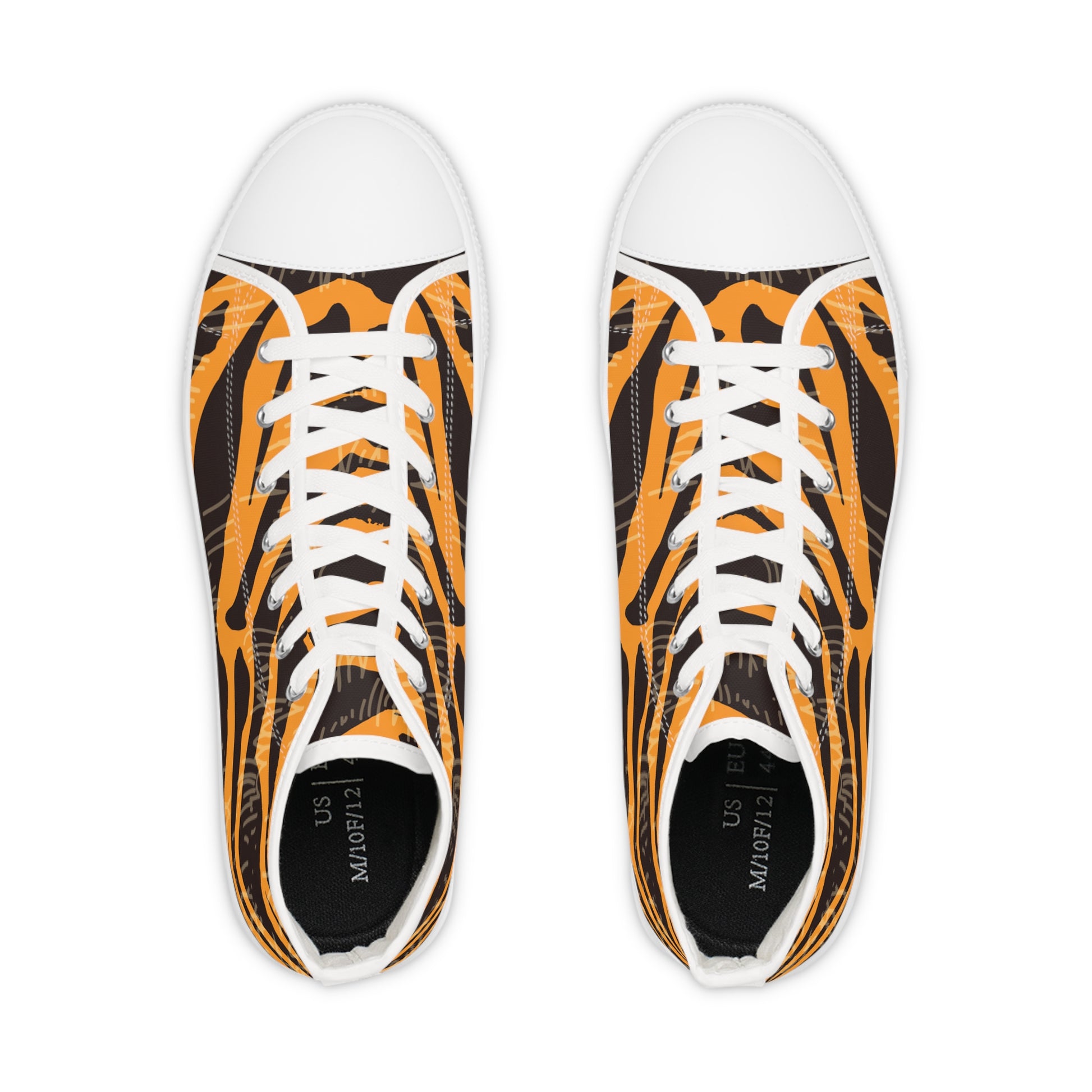 Tiger Scratches Orange and Black Men's High Top Sneakers, Artsulli - Art is Long, Life is Short, Shoes, , , , , , , 