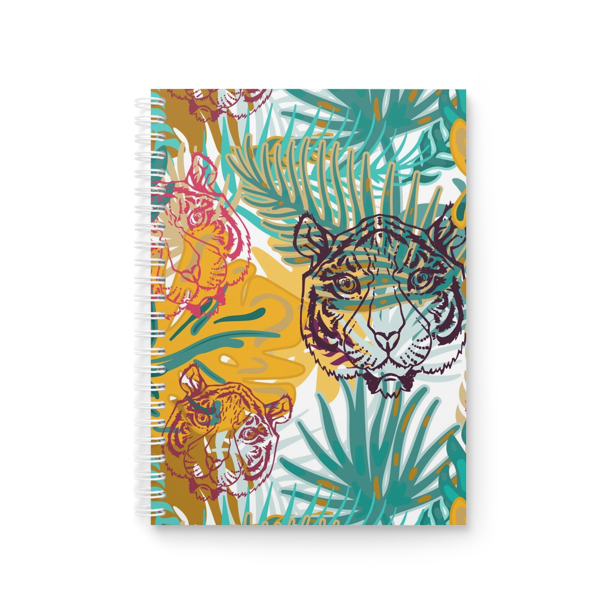 Tropical Jungle Tigers Brown and Green Spiral Notebook, Artsulli - Art is Long, Life is Short, Paper products, Size, One Size, , , , , 14498001765607