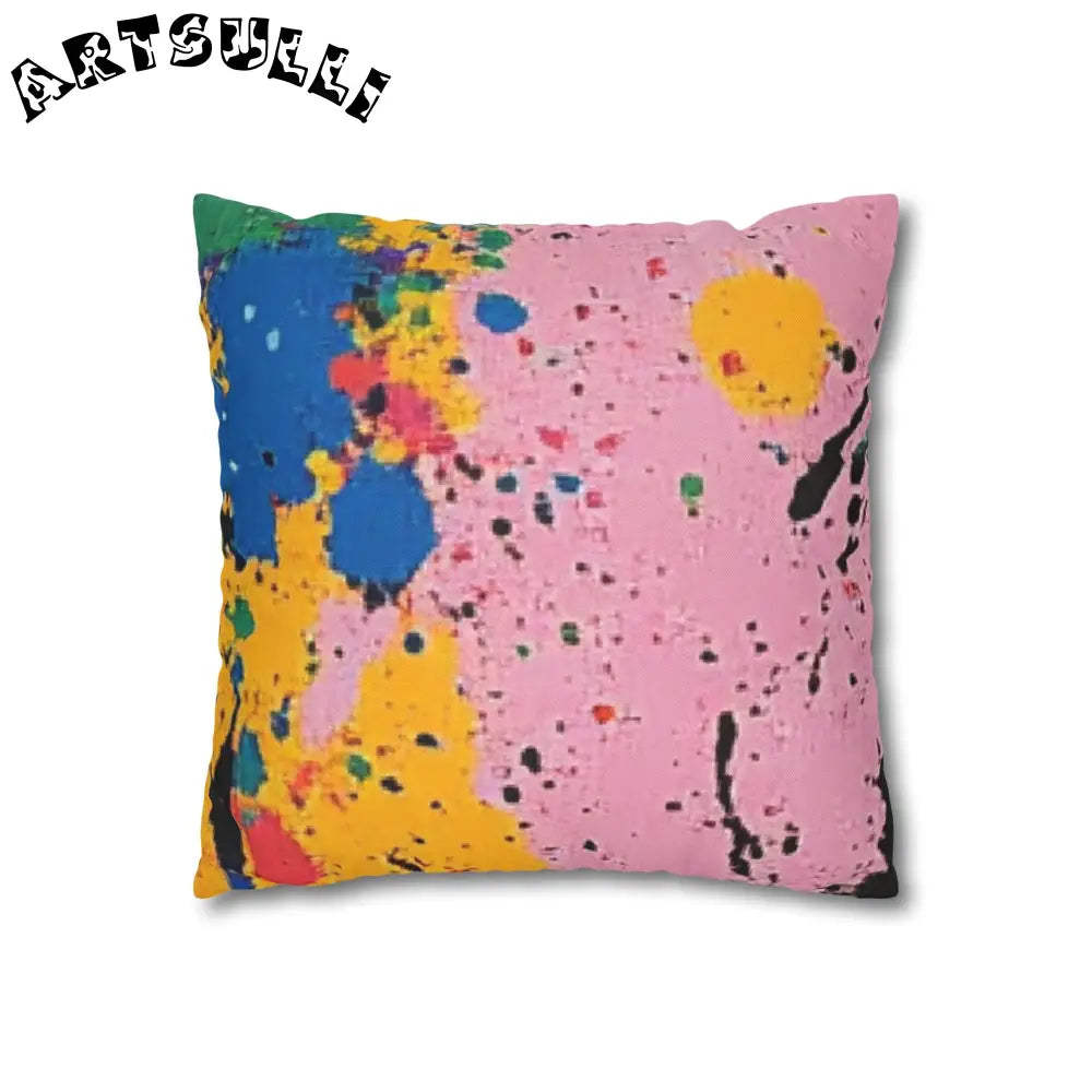 JAKKOUTTHEBXX The Colors Of Paint Splatter Spun Polyester Square
