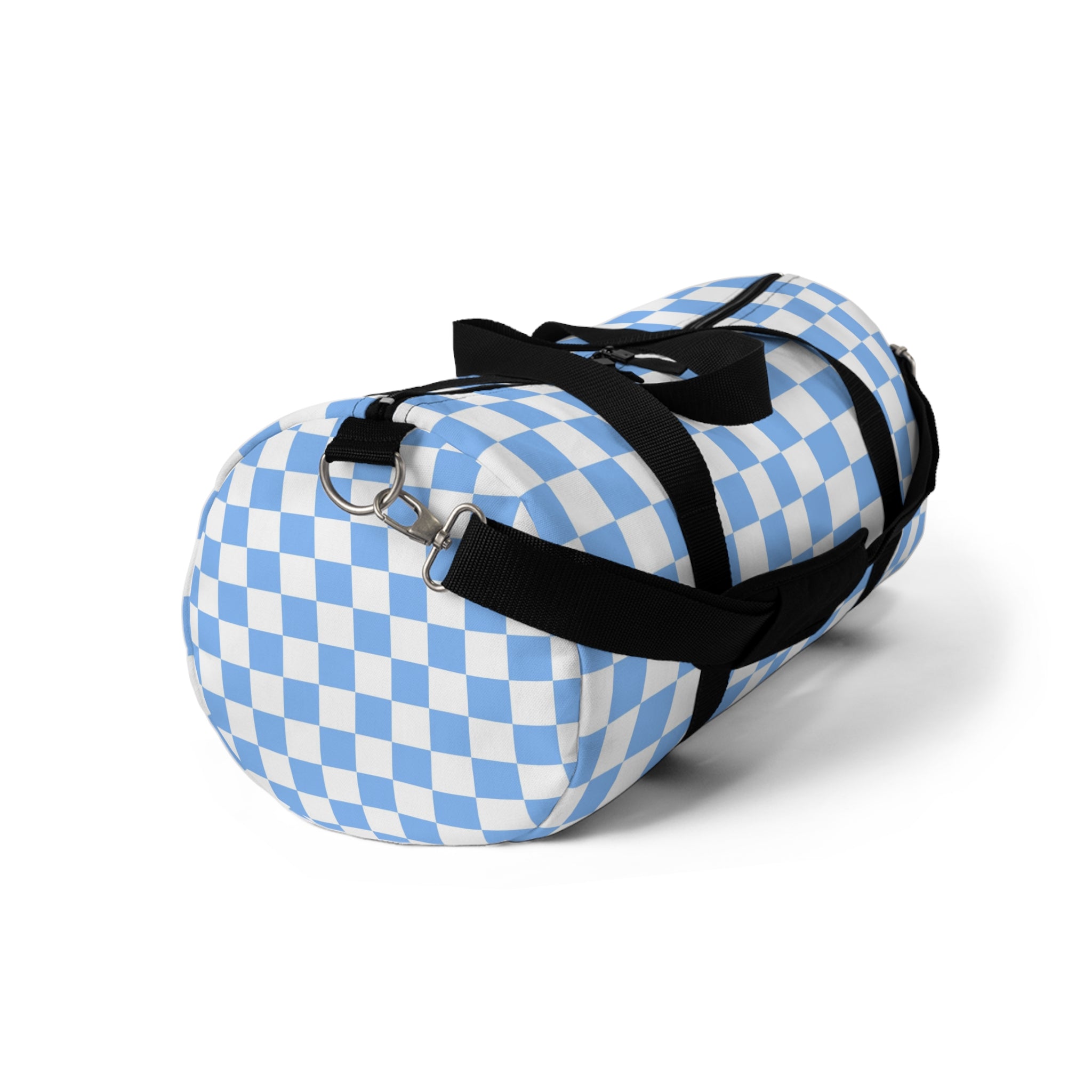 Checkerboard II White and Light Blue Duffel Bag, Artsulli - Art is Long, Life is Short, Bags, , , , , , , 