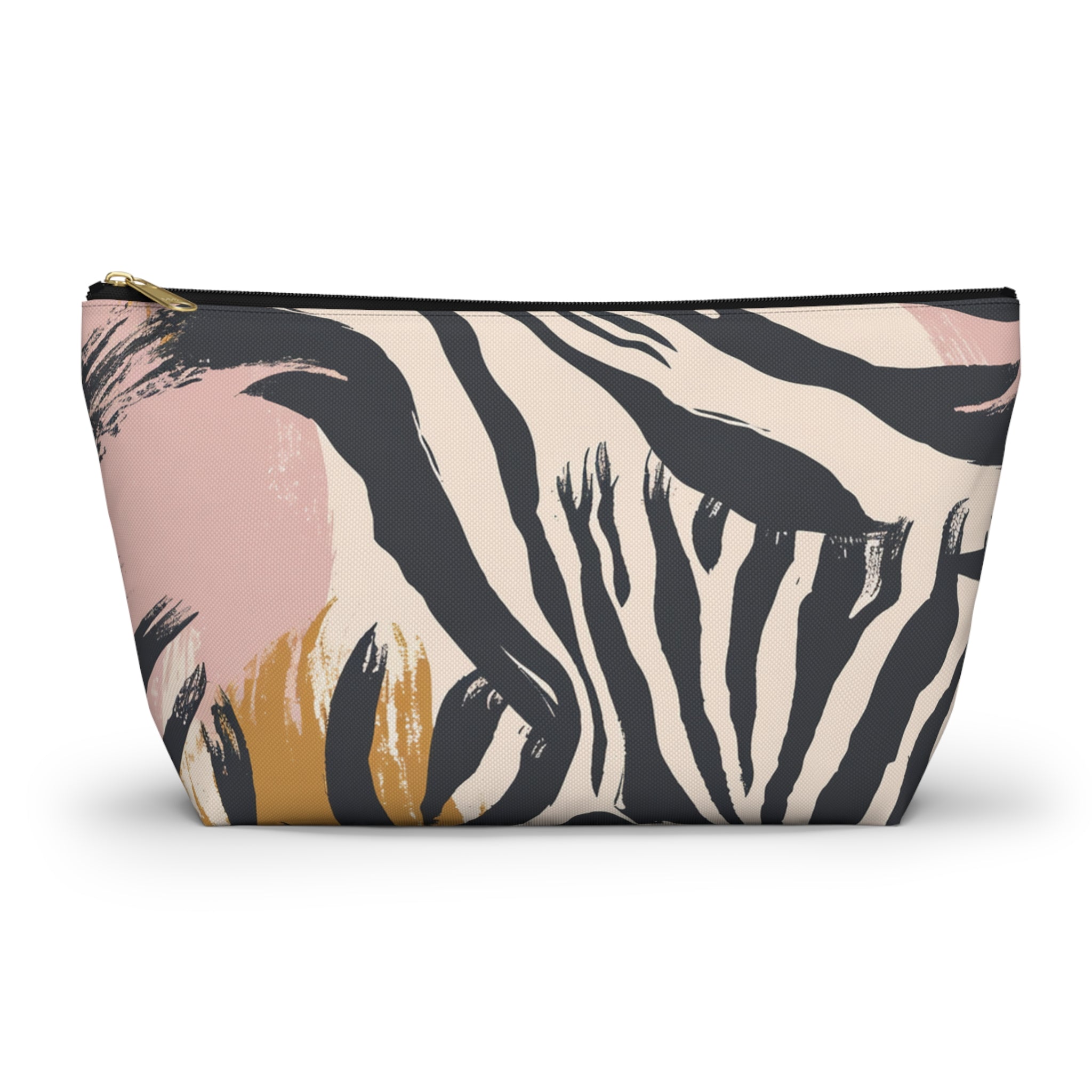 Zebra Brush Strokes Accessory Pouch w T-bottom, Artsulli - Art is Long, Life is Short, Bags, Size, Large, Color, Black zipper, , , 17508226350161