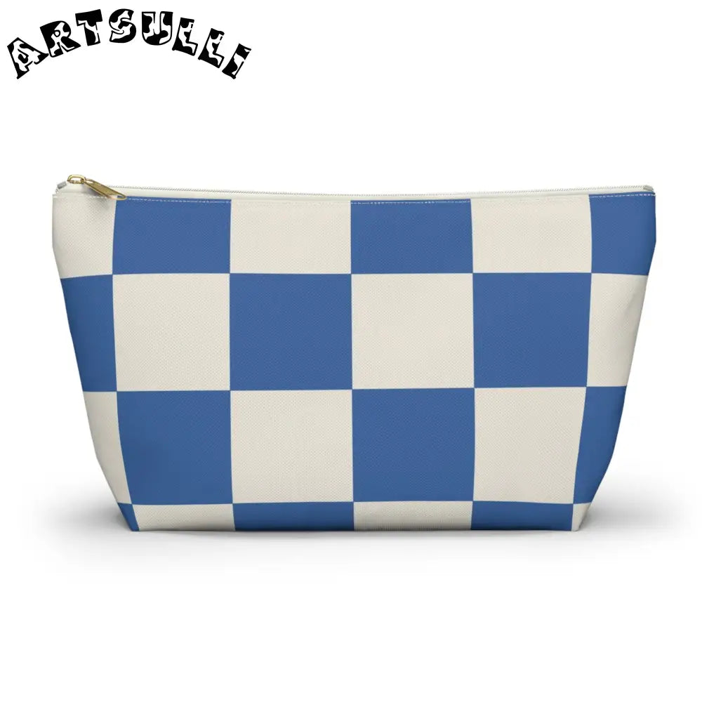 JAKKOUTTHEBXX Checkerboard Blue Accessory Pouch w T-bottom