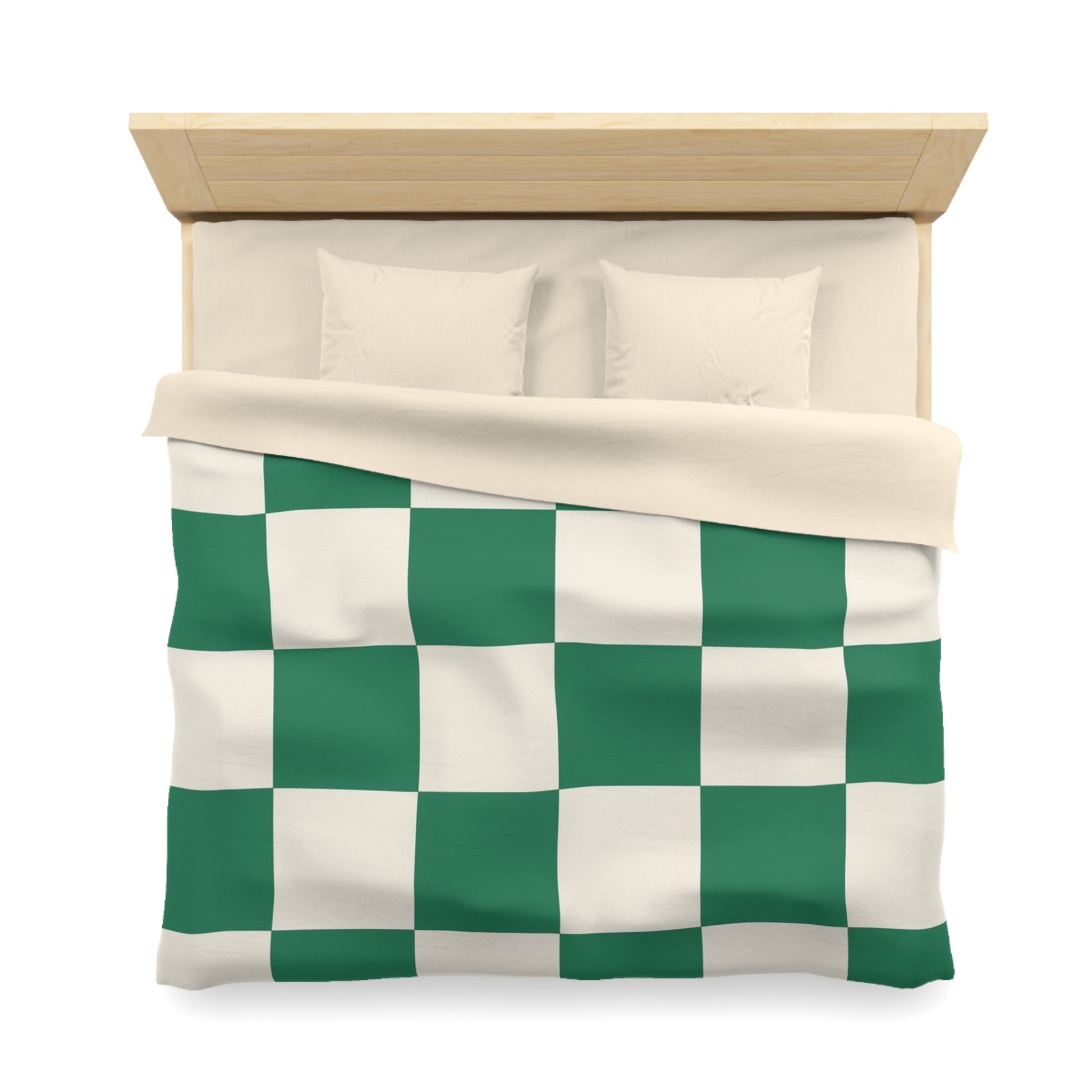 Checkerboard Dark Green Microfiber Duvet Cover, Artsulli - Art is Long, Life is Short, Home Decor, , , , , , , 