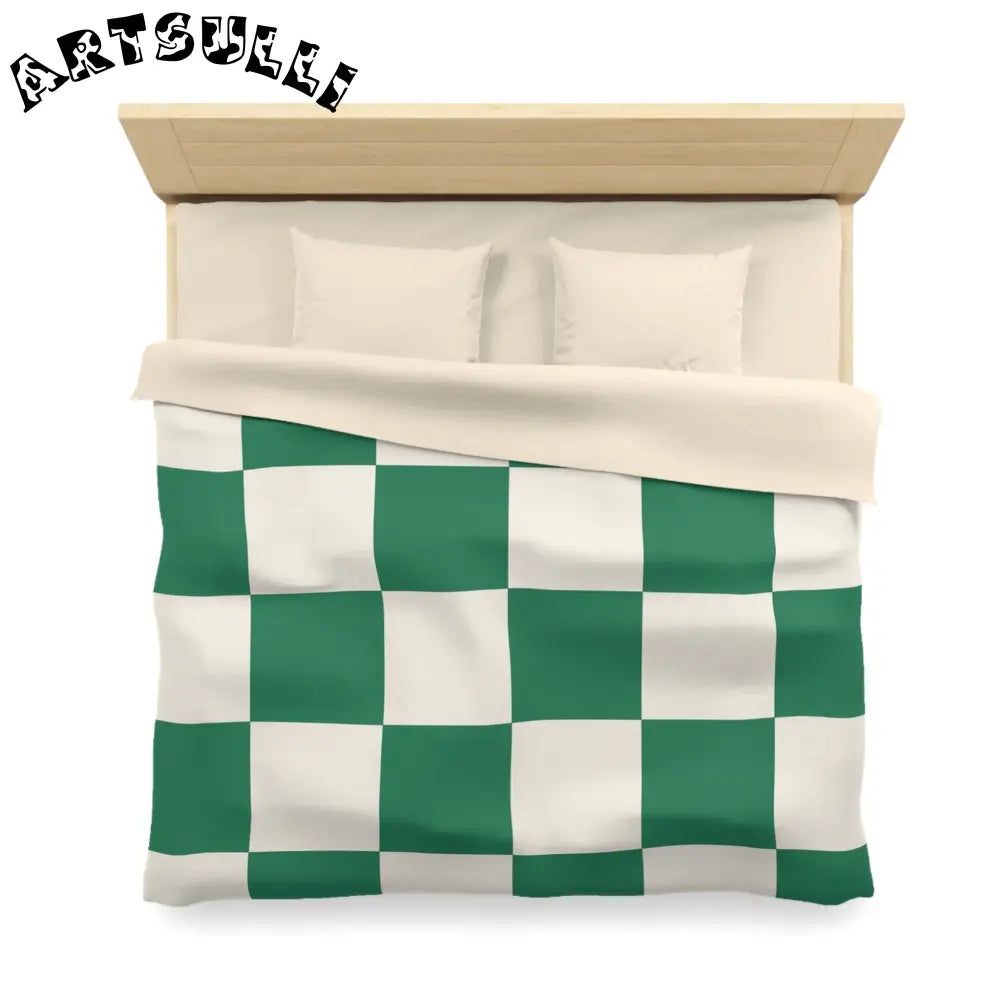 JAKKOUTTHEBXX Checkerboard Dark Green Microfiber Duvet Cover