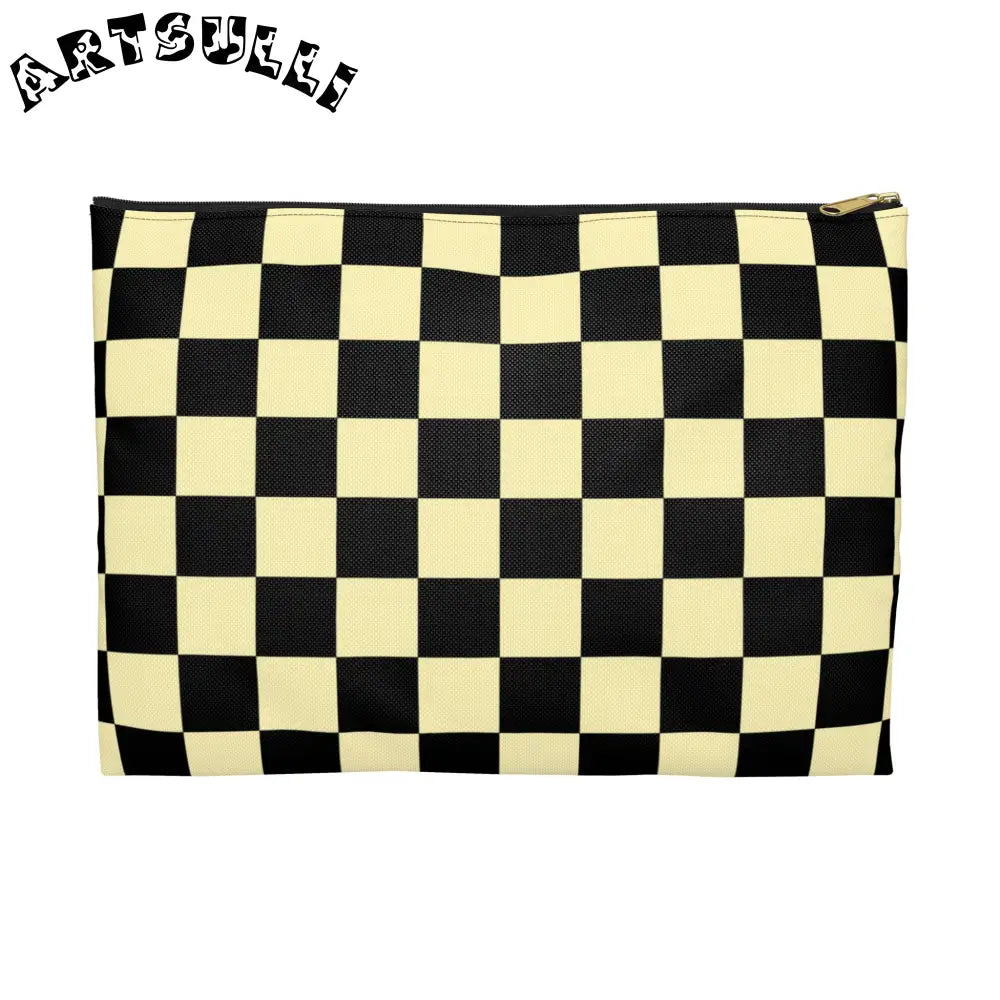 JAKKOUTTHEBXX Checkerboard Black and Yellow Accessory Pouch