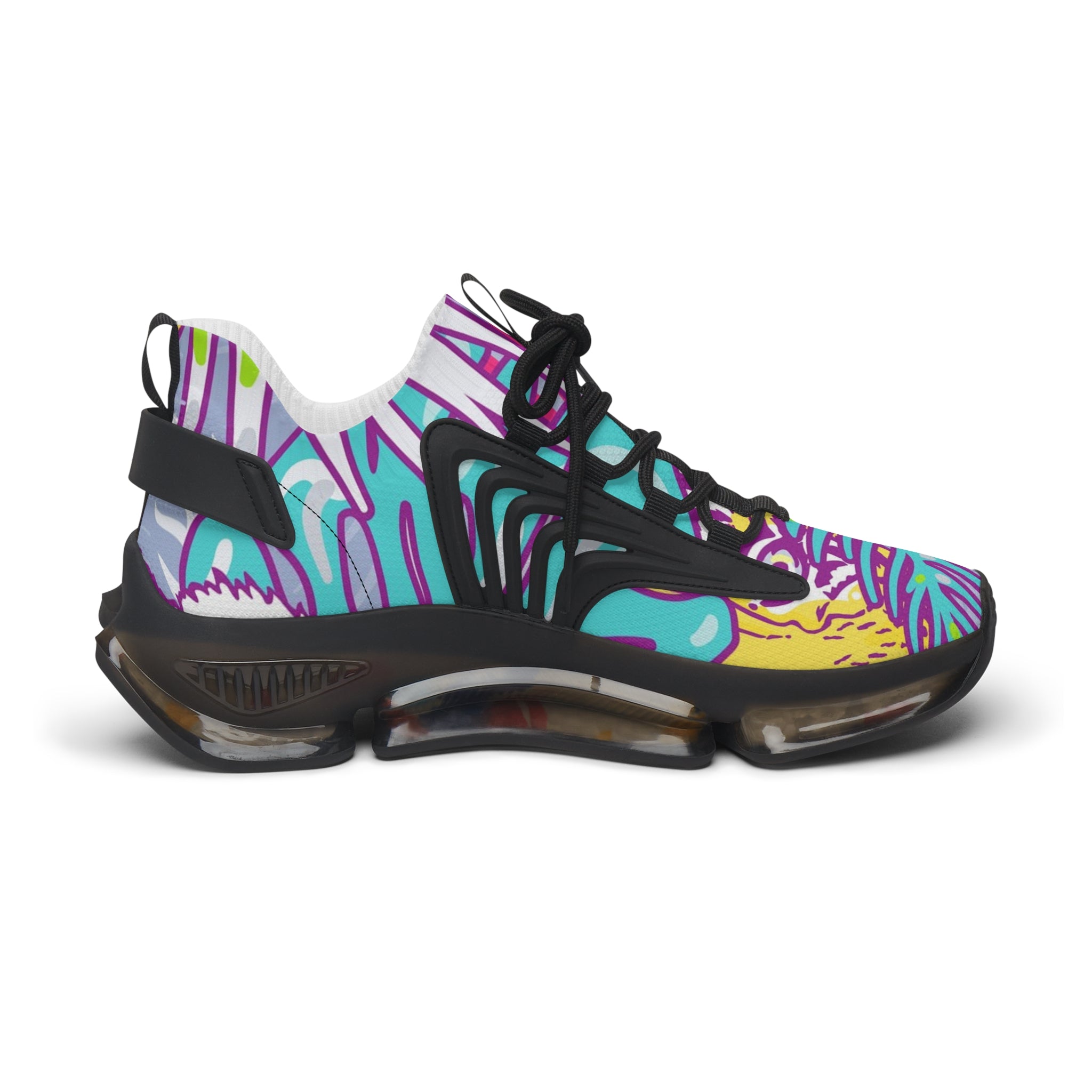 Tropical Jungle Tigers Torquise and Purple Women's Mesh Sneakers, Artsulli - Art is Long, Life is Short, Shoes, , , , , , , 