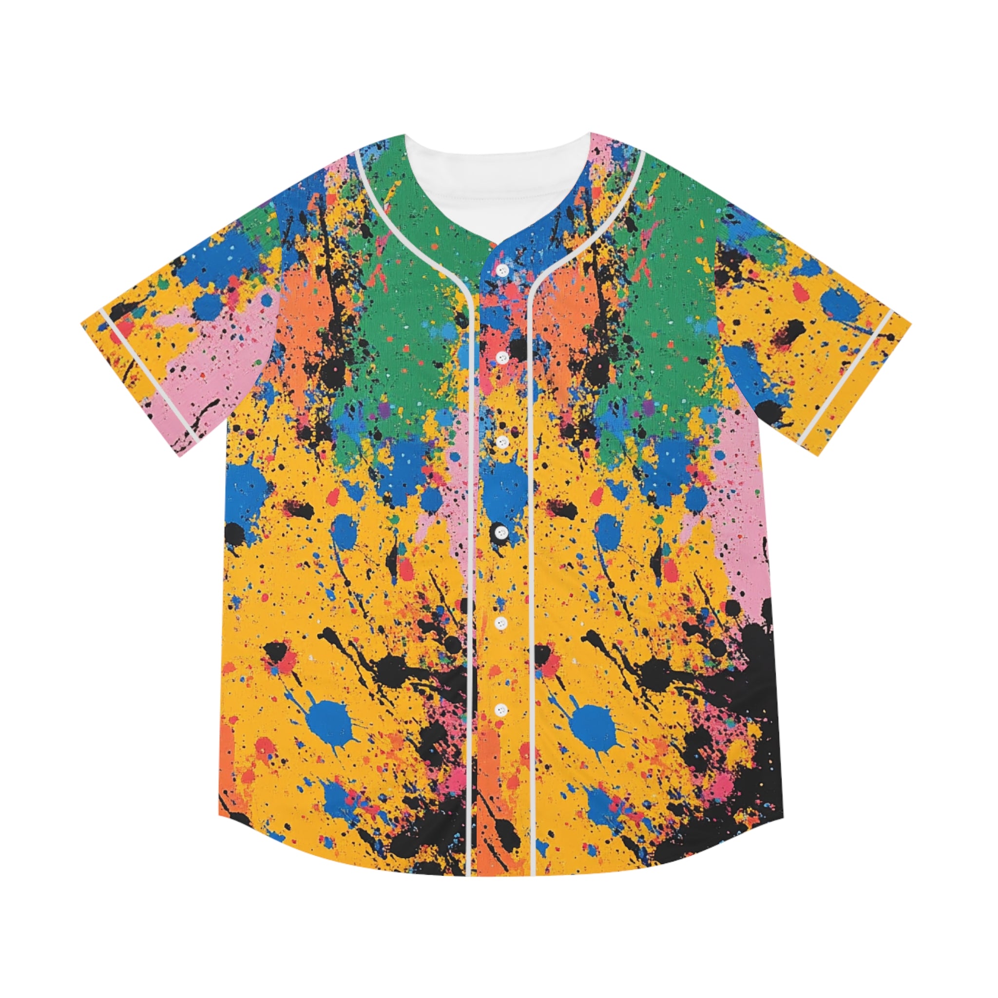 The Colors Of Paint Splatter Men's Baseball Jersey (AOP), Artsulli - Art is Long, Life is Short, All Over Prints, Size, XS, Color, White, , , 12527398483743