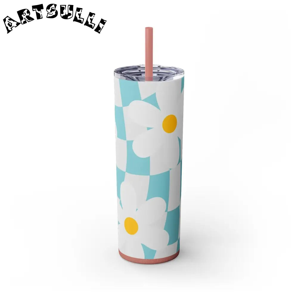 JAKKOUTTHEBXX Trippy Check Garden Skinny Tumbler with Straw 20oz