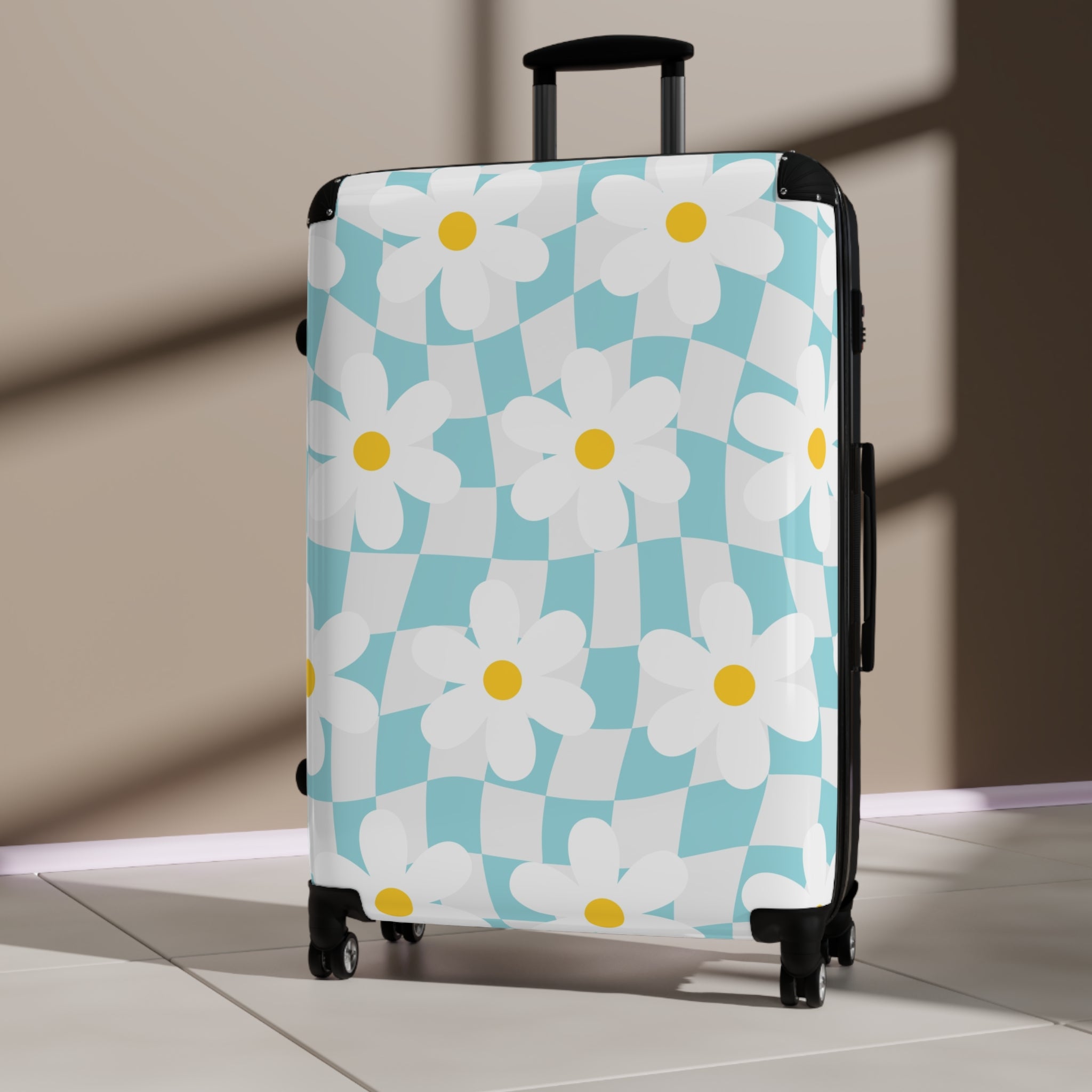 Trippy Check Garden Suitcase, Artsulli - Art is Long, Life is Short, Bags, , , , , , , 