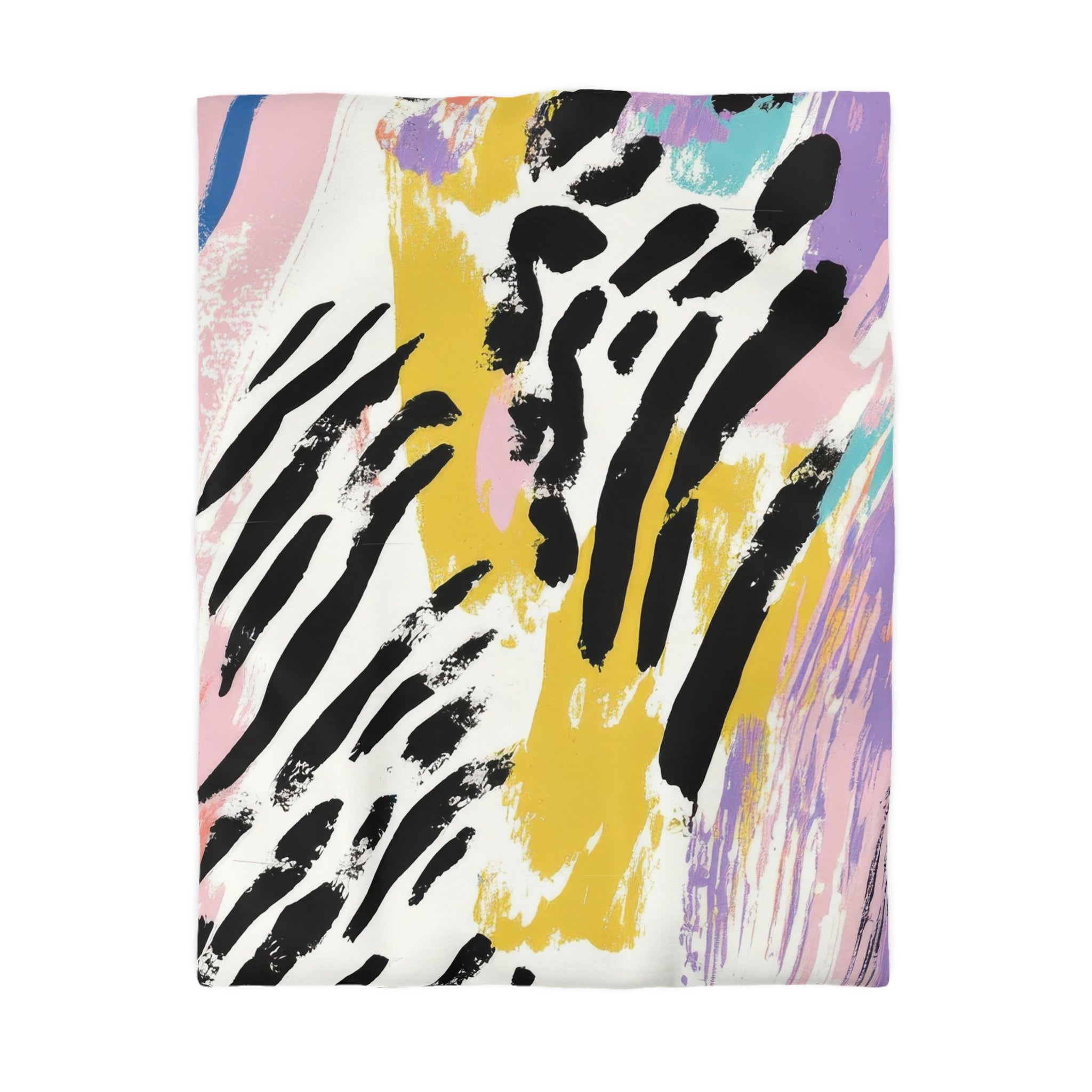 Wild Zebra Stripes x Paint Brush Strokes Multi-Color Microfiber Duvet Cover, Artsulli - Art is Long, Life is Short, Home Decor, Size, Twin, Color, Cream, , , 15920713288370