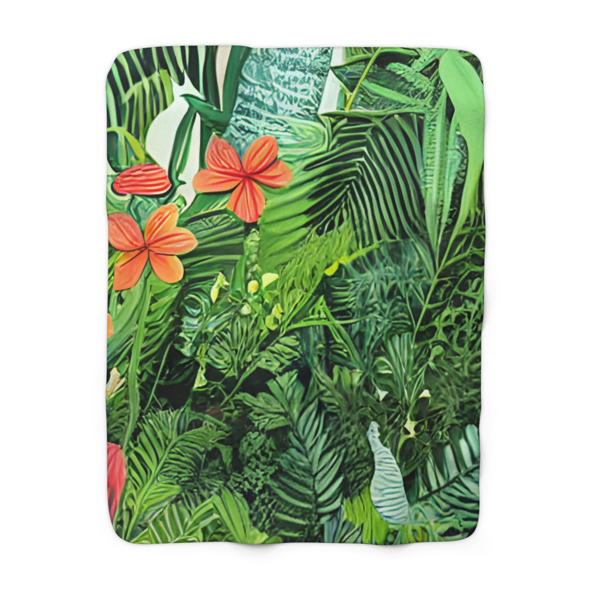 Jungle Zebra Art Sherpa Fleece Blanket, Artsulli - Art is Long, Life is Short, Home Decor, Size, 50" × 60", , , , , 62680680943431
