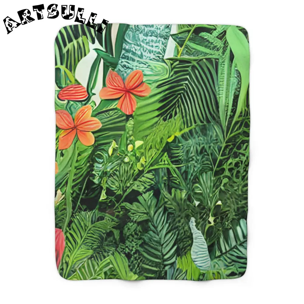 JAKKOUTTHEBXX Vibrant Jungle Floral Cozy Fleece Blanket