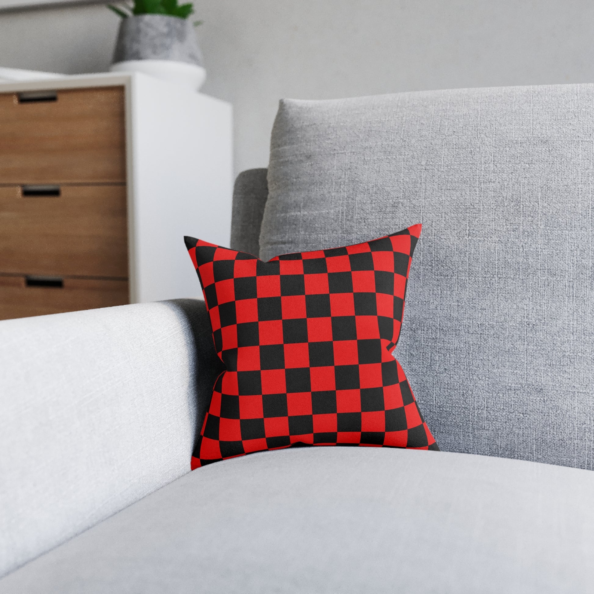 Checkerboard Red and Black Square Pillow, Artsulli - Art is Long, Life is Short, Home Decor, , , , , , , 
