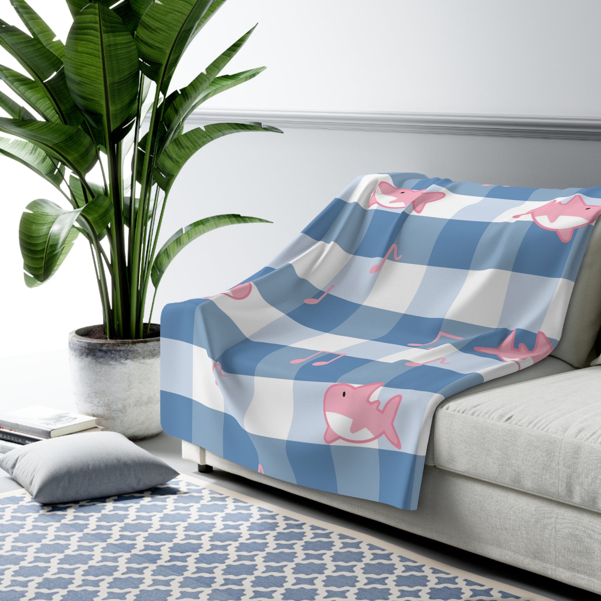 Music Shark Sherpa Fleece Blanket, Artsulli - Art is Long, Life is Short, Home Decor, , , , , , , 
