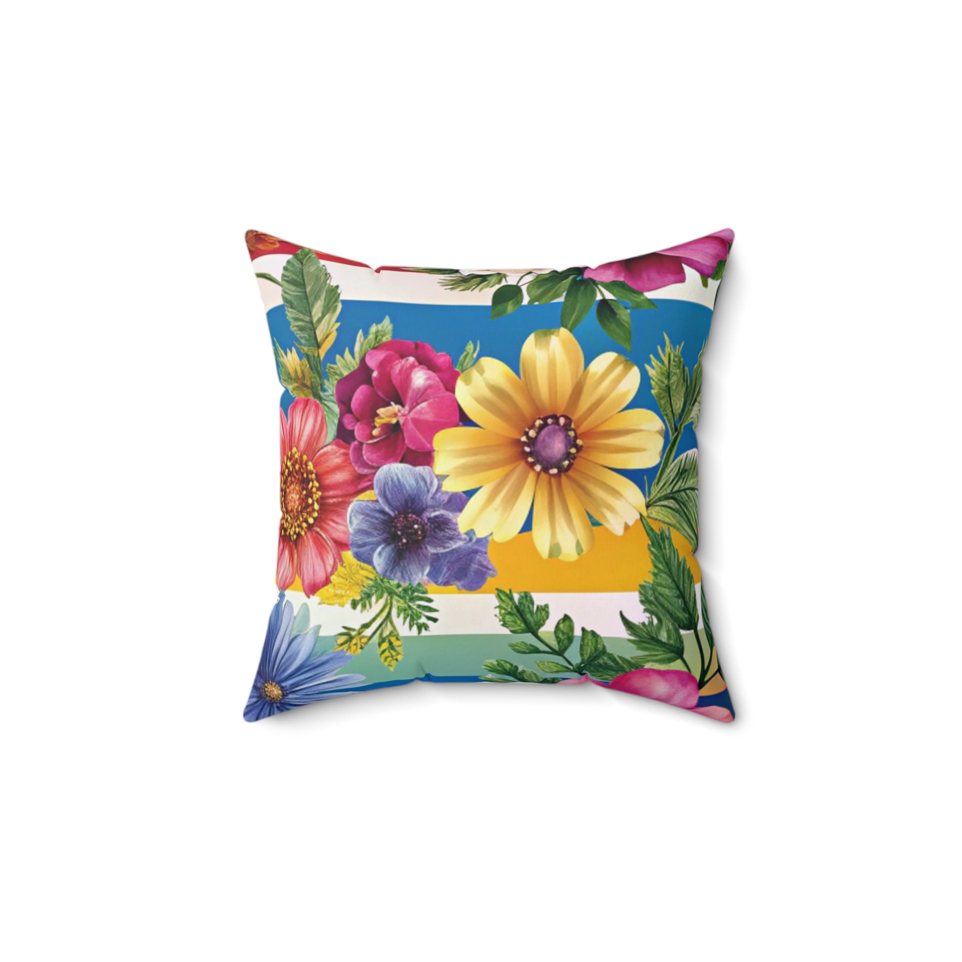 Floral Stripe 4K Spun Polyester Square Pillow, Artsulli - Art is Long, Life is Short, Home Decor, , , , , , , 