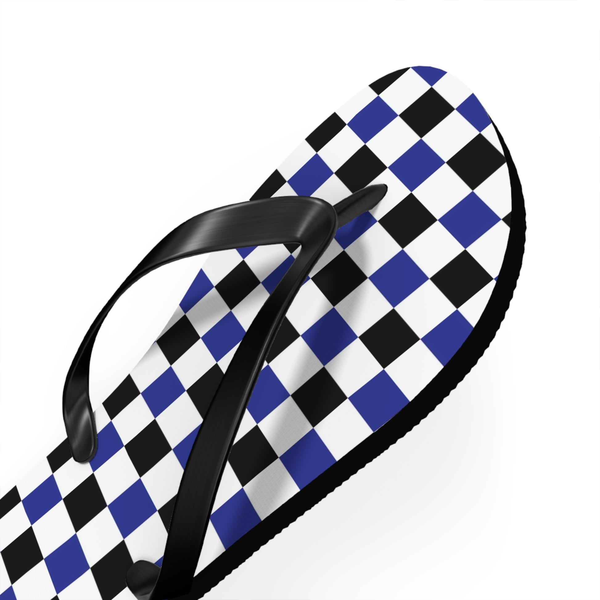 Checkerboard Blue White and Black Flip Flops, Artsulli - Art is Long, Life is Short, Shoes, , , , , , , 