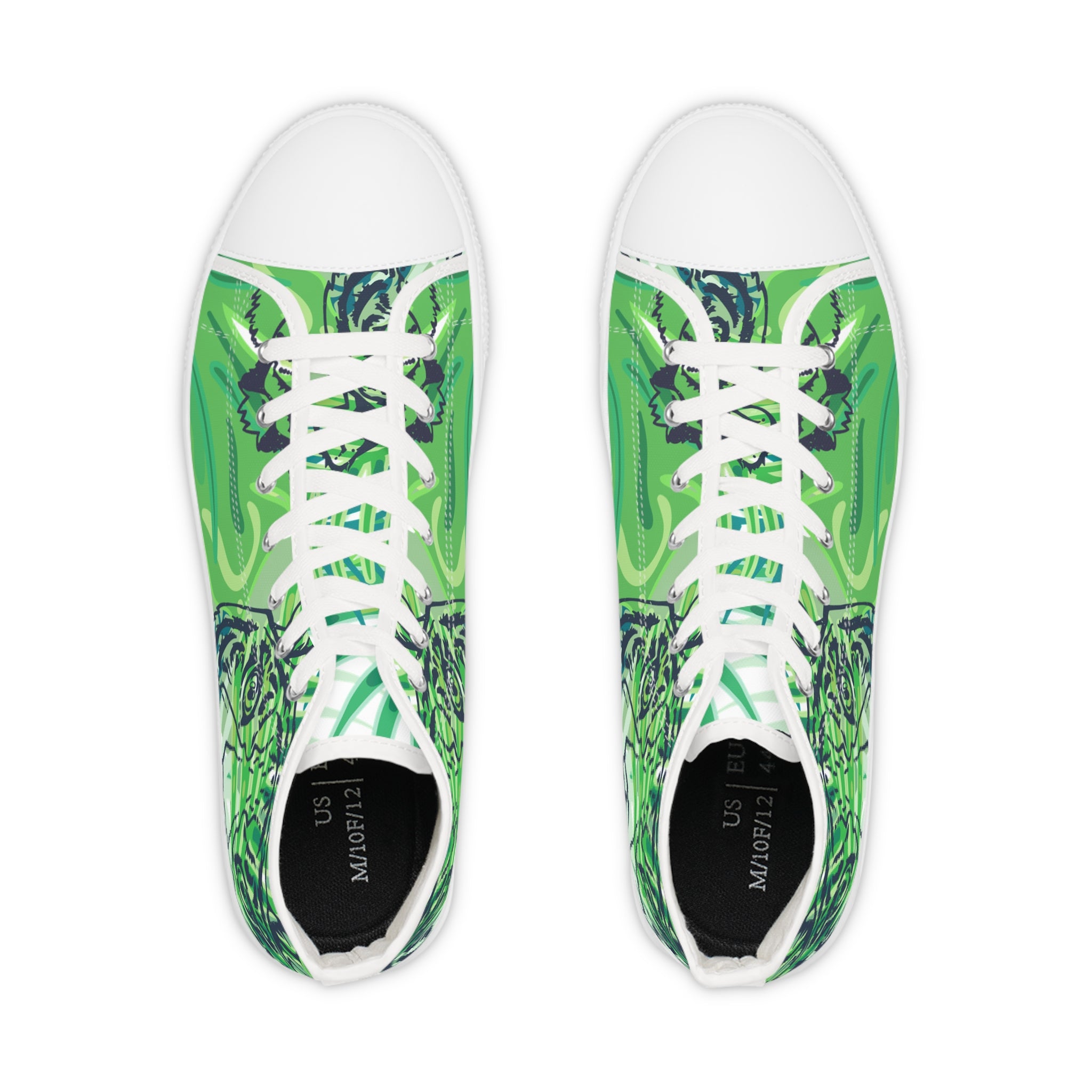 Tropical Jungle Tigers Lime Green Men's High Top Sneakers, Artsulli - Art is Long, Life is Short, Shoes, , , , , , , 