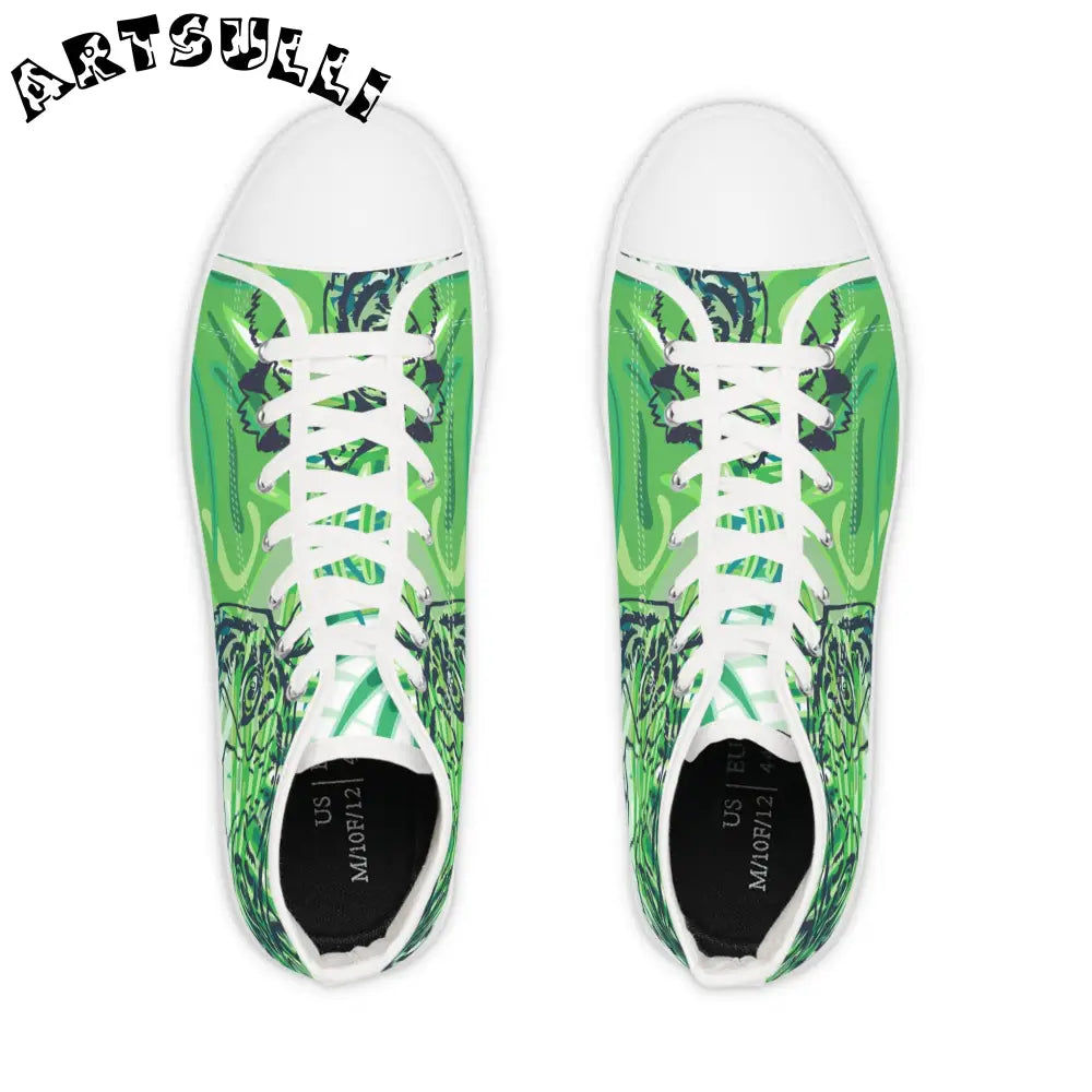 JAKKOUTTHEBXX Tropical Jungle Tigers Lime Green Men’s High Top