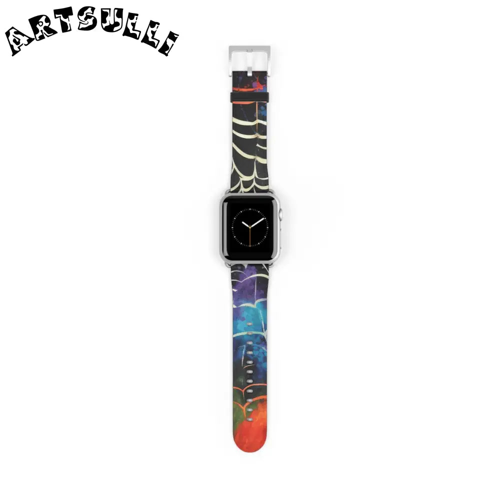 JAKKOUTTHEBXX Colorful Spider Web Faux Leather Watch Band 2025