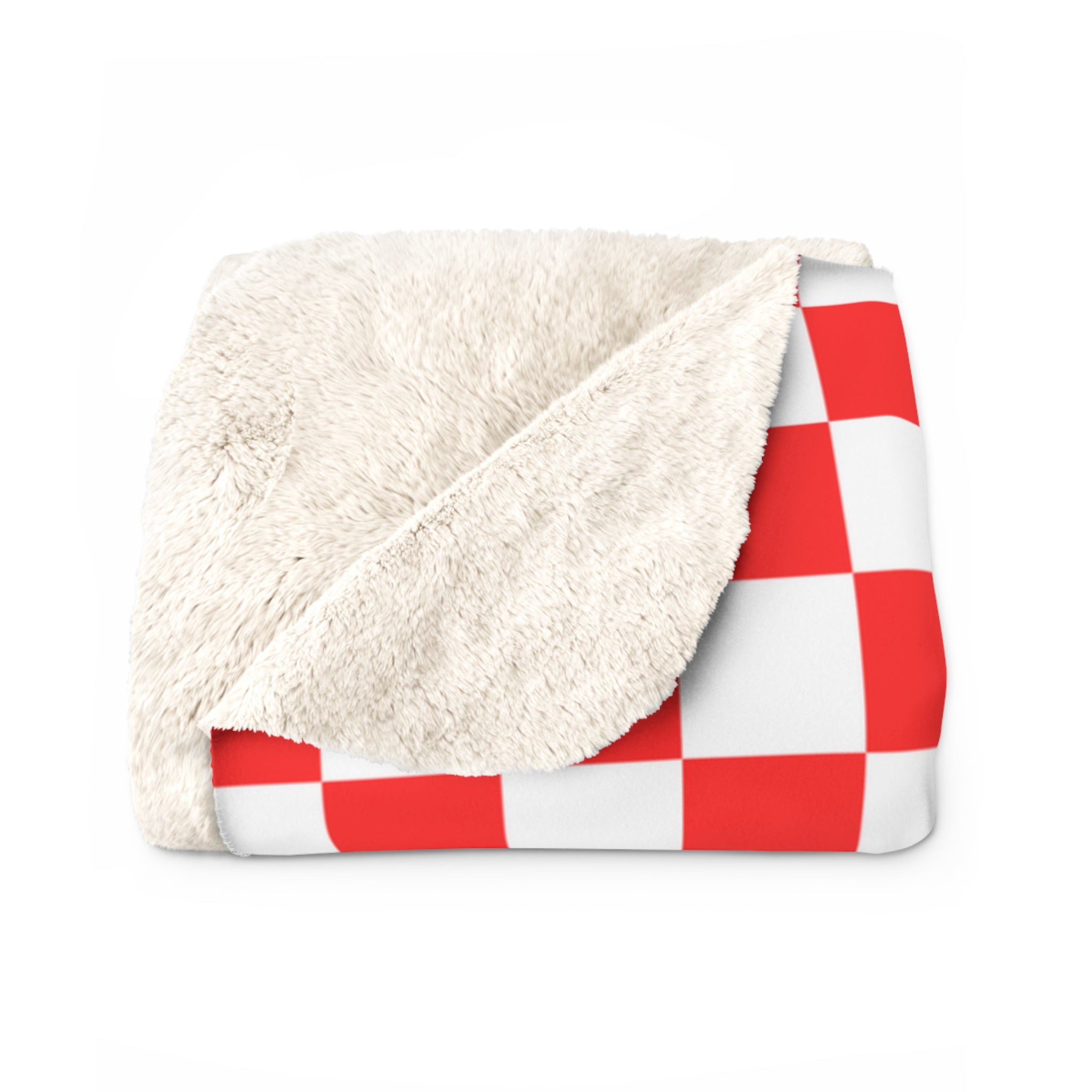 Checkerboard II Red and White Sherpa Fleece Blanket, Artsulli - Art is Long, Life is Short, Home Decor, , , , , , , 