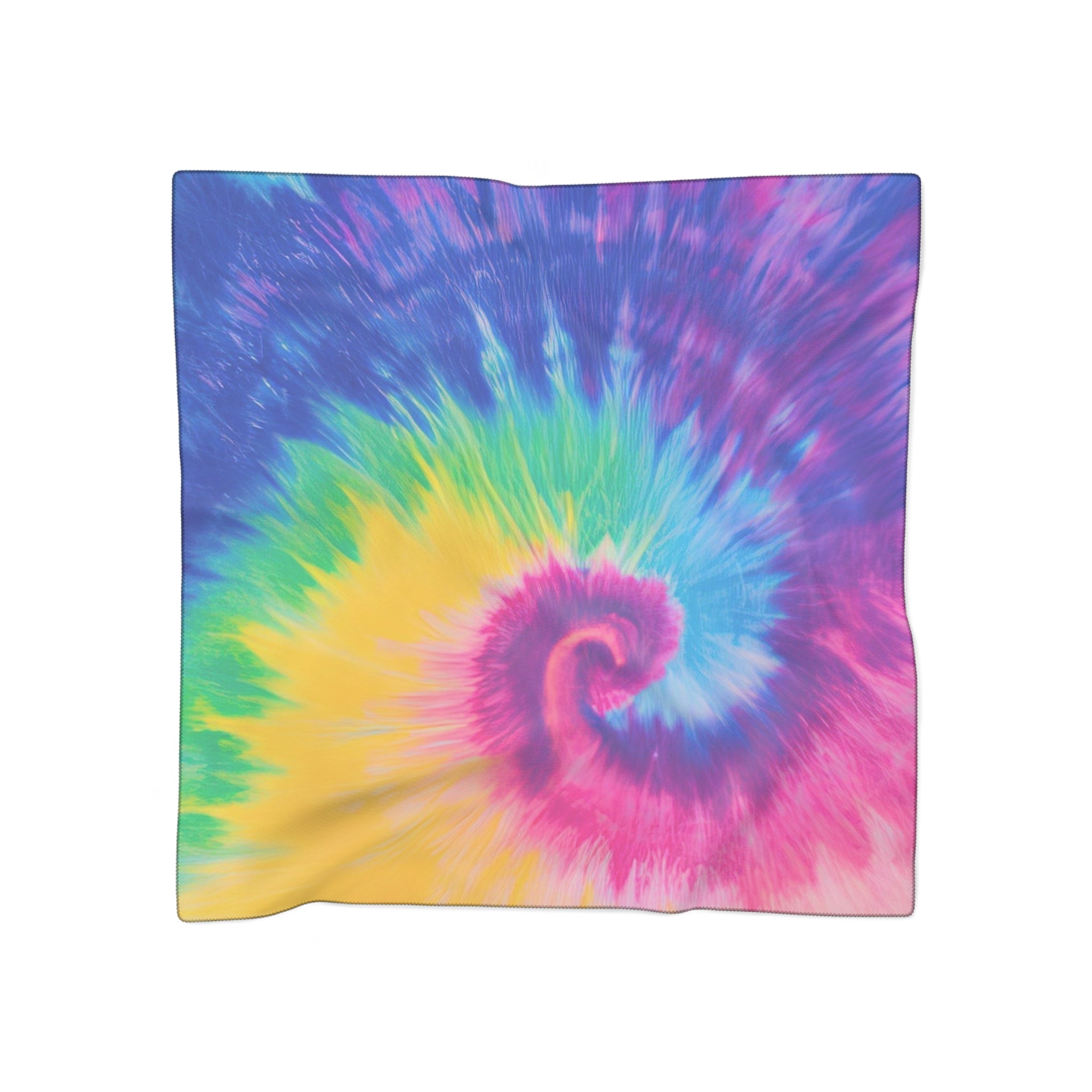 Psychedelic Tie Dye Poly Scarf, Artsulli - Art is Long, Life is Short, Accessories, Color, Poly voile, Size, 25" × 25", , , 24096521696078009940