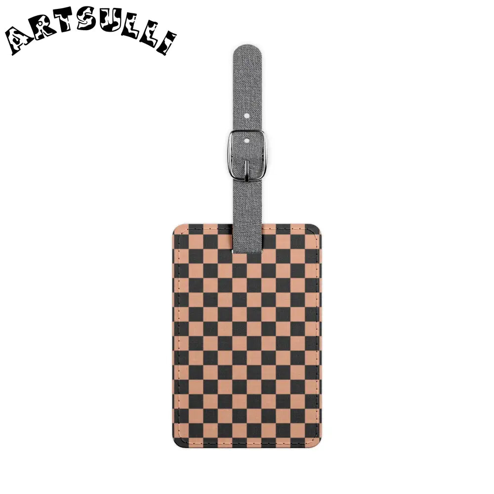 JAKKOUTTHEBXX Checkerboard Soft Orange and Black Saffiano Polyester