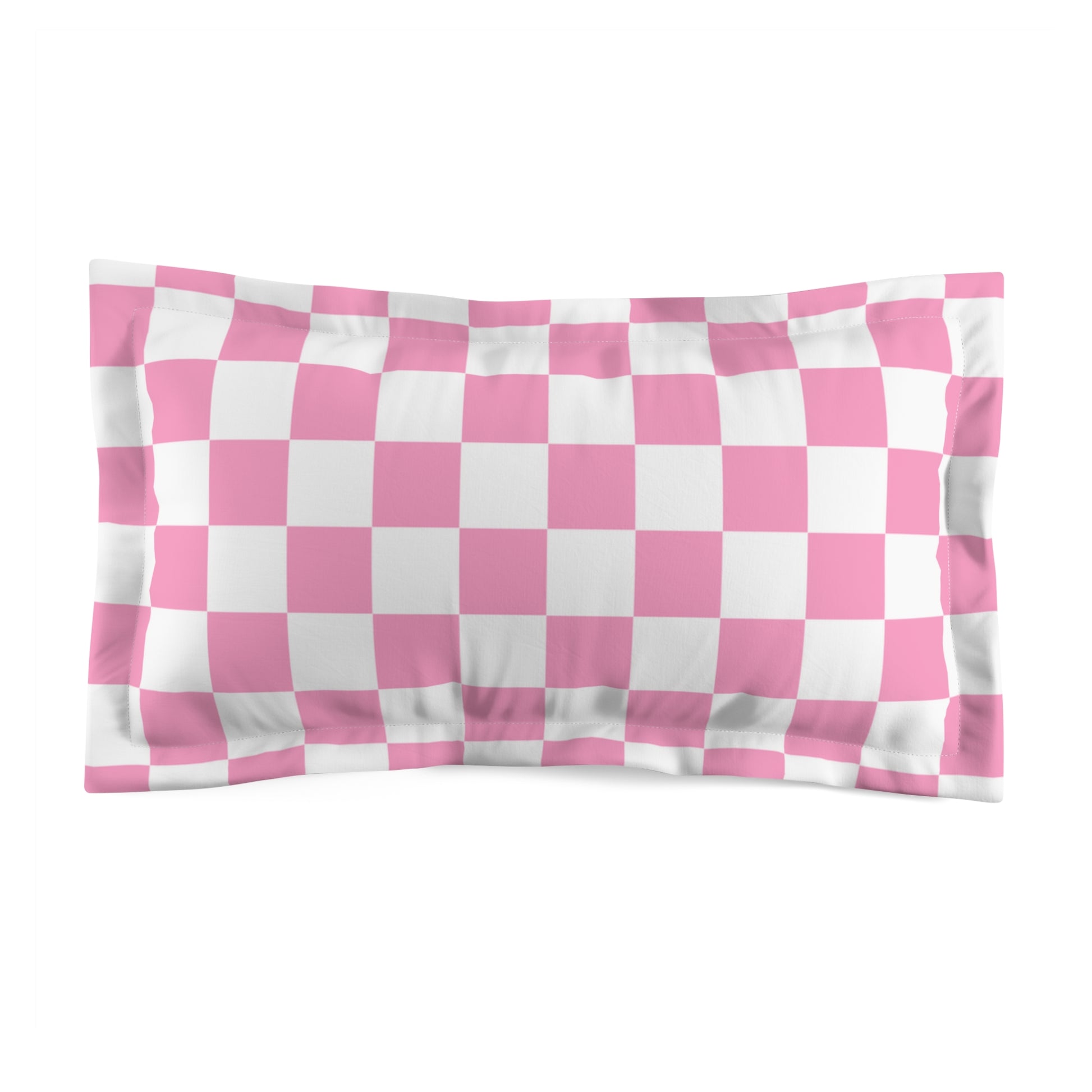 Checkerboard Hot Pink and White Microfiber Pillow Sham, Artsulli - Art is Long, Life is Short, Home Decor, Size, King, , , , , 68130372207892504861