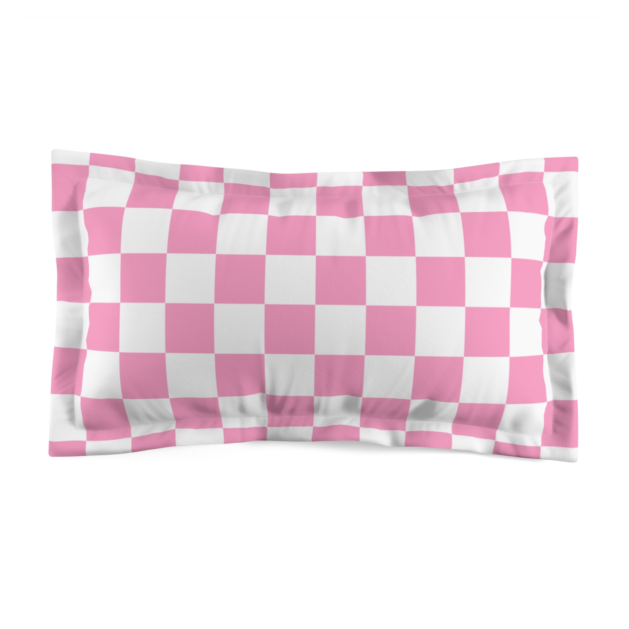 Checkerboard Hot Pink and White Microfiber Pillow Sham, Artsulli - Art is Long, Life is Short, Home Decor, Size, King, , , , , 68130372207892504861