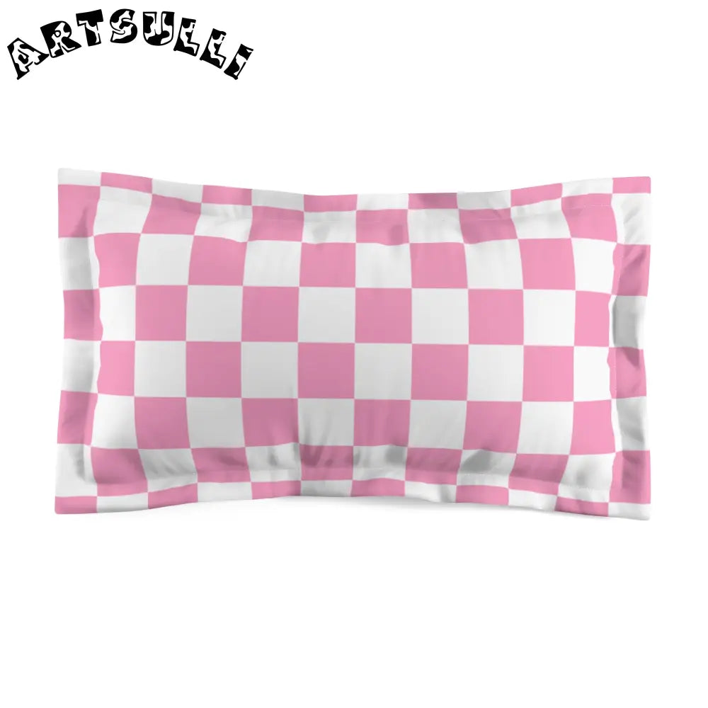 JAKKOUTTHEBXX Checkerboard Hot Pink and White Microfiber Pillow Sham