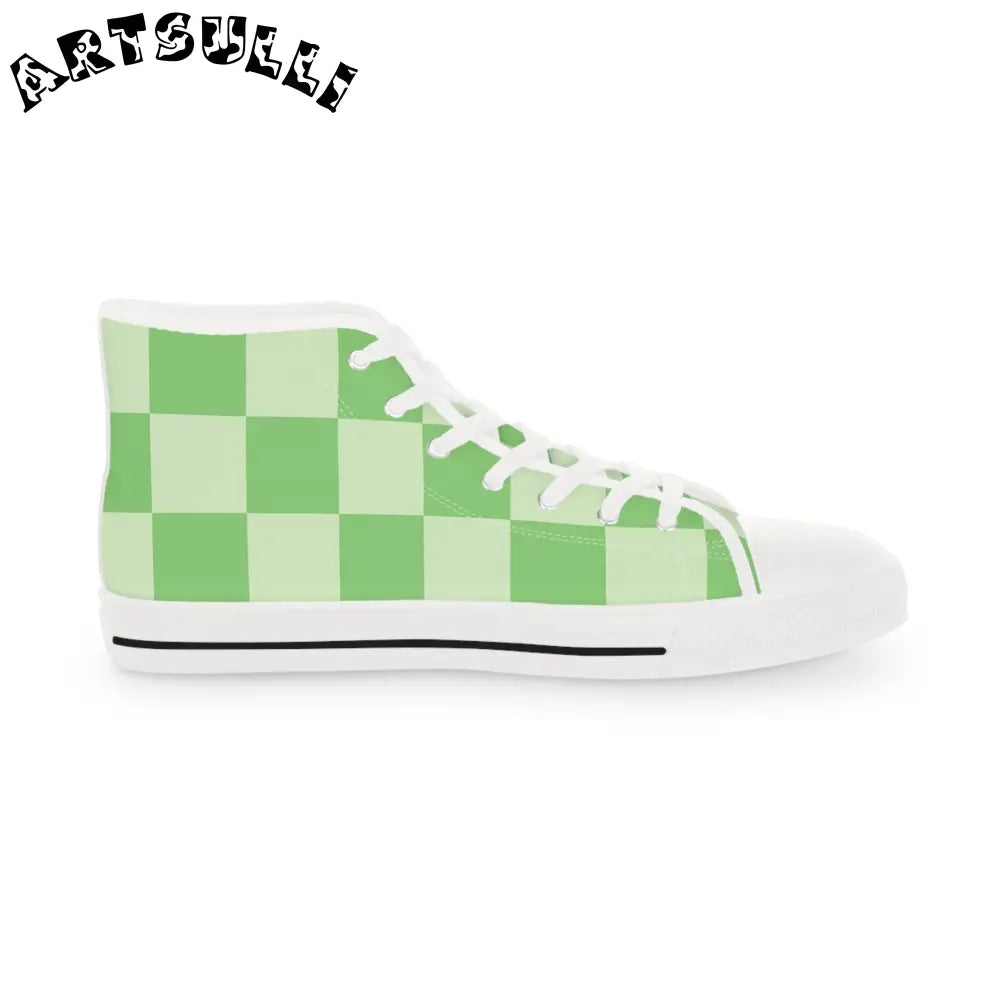 JAKKOUTTHEBXX Checkerboard Green Men’s High Top Sneakers