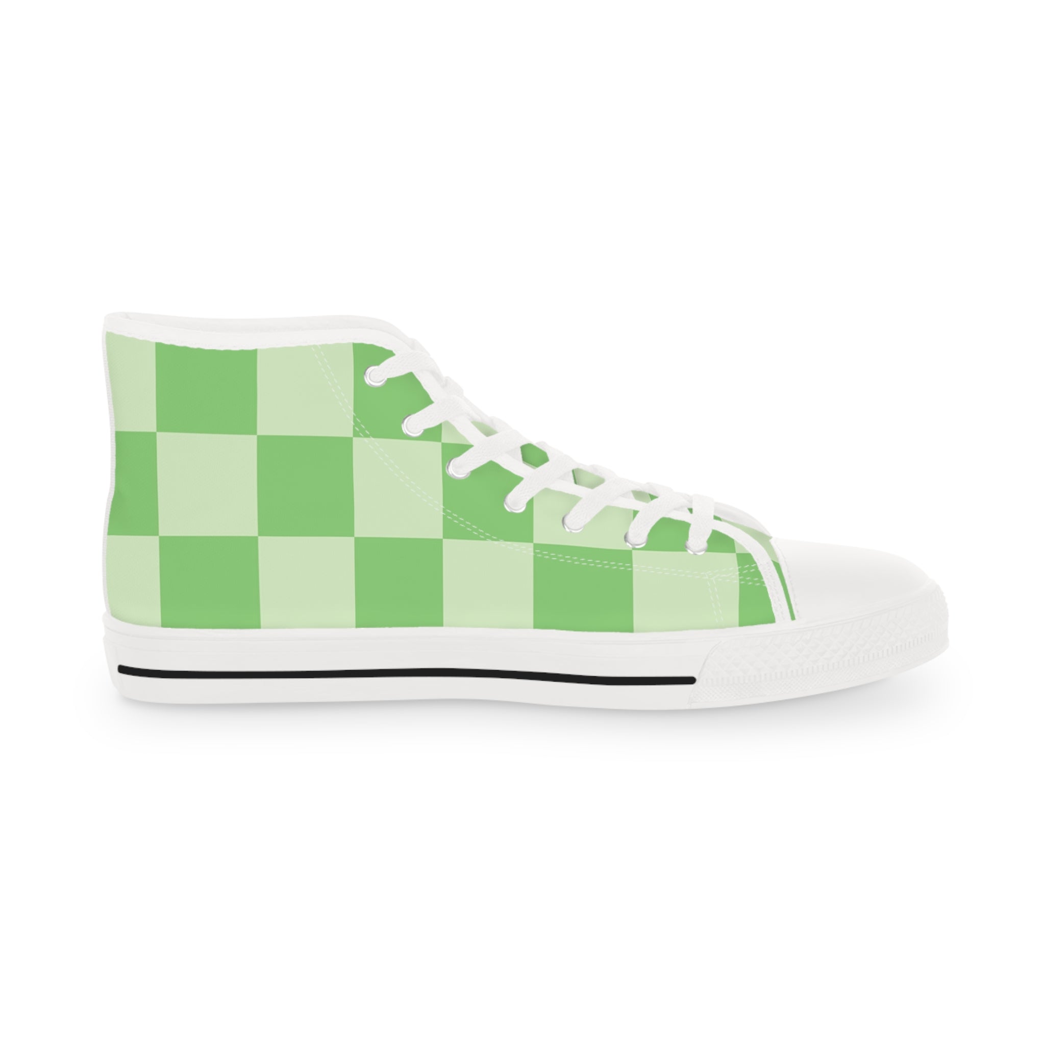 Big Checkerboard Green Men's High Top Sneakers, Artsulli - Art is Long, Life is Short, Shoes, , , , , , , 