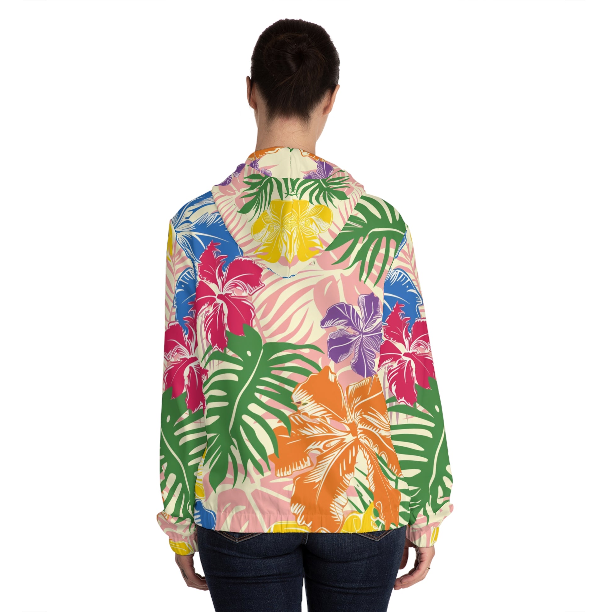 Blooming Tropical Flowers Women’s Full-Zip Hoodie (AOP), Artsulli - Art is Long, Life is Short, All Over Prints, , , , , , , 