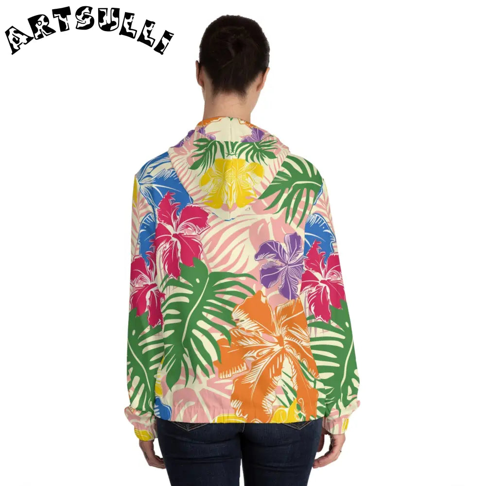 JAKKOUTTHEBXX Colorful Tropical Floral Zip Hoodie 2025