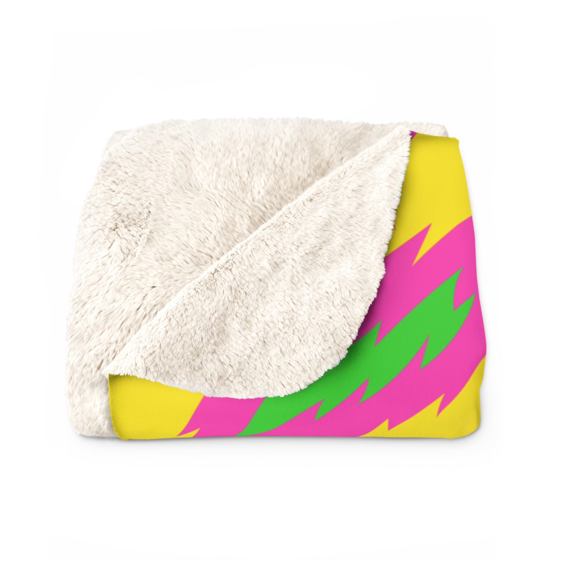 Retro Psychedelic Tiger Stripes Yellow Sherpa Fleece Blanket, Artsulli - Art is Long, Life is Short, Home Decor, , , , , , , 