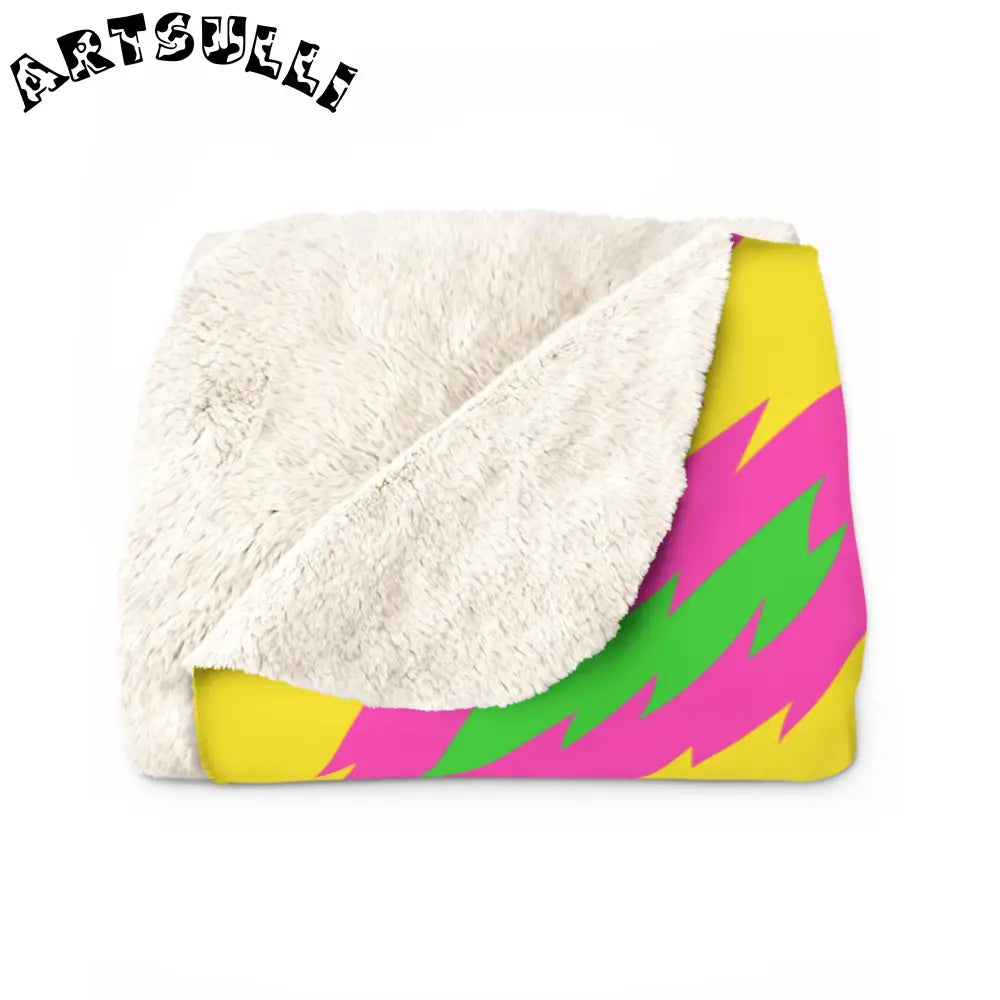 JAKKOUTTHEBXX Retro Psychedelic Tiger Stripes Yellow Sherpa Fleece