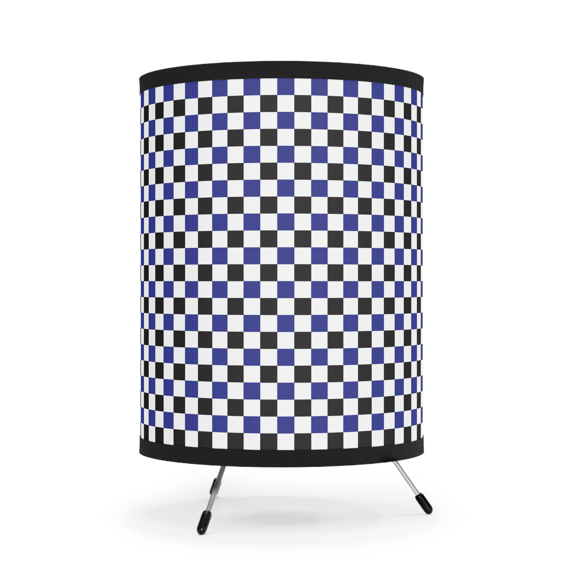 Checkerboard Blue White and Black Tripod Lamp with High-Res Printed Shade, US\CA plug, Artsulli - Art is Long, Life is Short, Home Decor, , , , , , , 