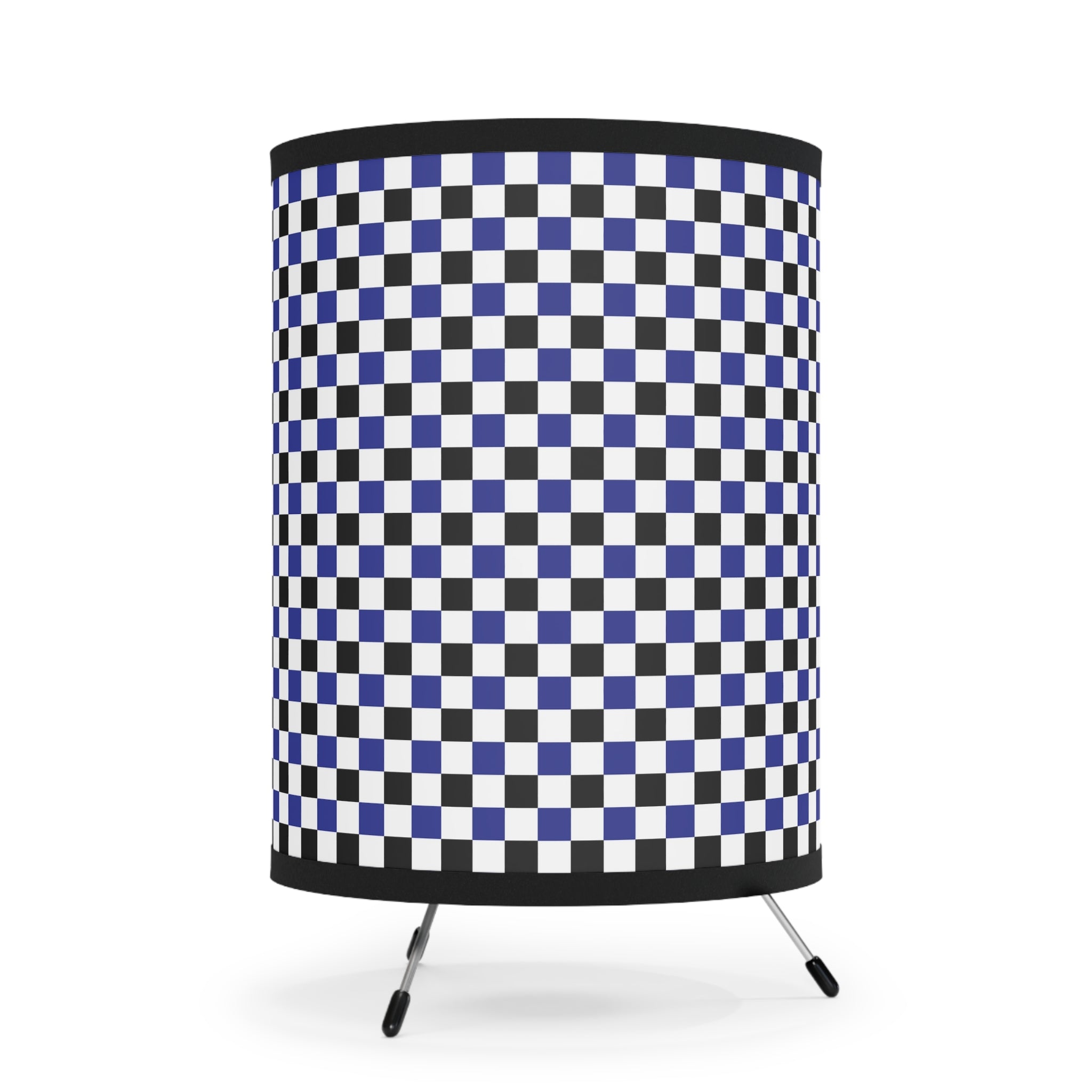 Checkerboard Blue White and Black Tripod Lamp with High-Res Printed Shade, US\CA plug, Artsulli - Art is Long, Life is Short, Home Decor, , , , , , , 