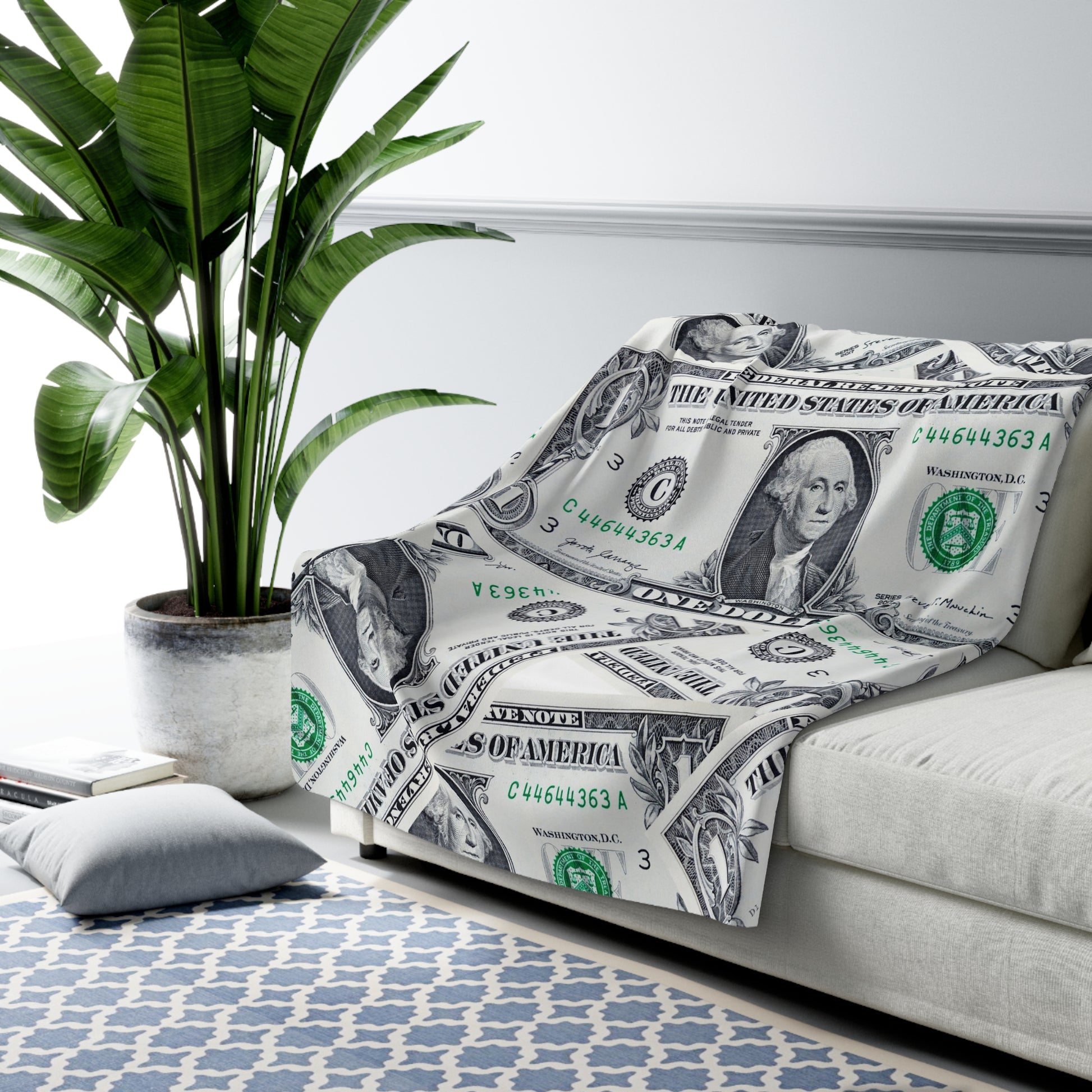 Money Collage Sherpa Fleece Blanket, Artsulli - Art is Long, Life is Short, Home Decor, , , , , , , 