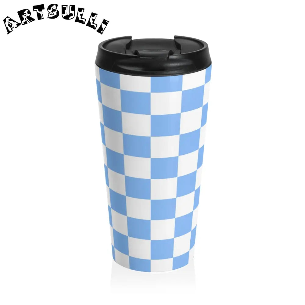 JAKKOUTTHEBXX Checkerboard White and Light Blue Stainless Steel