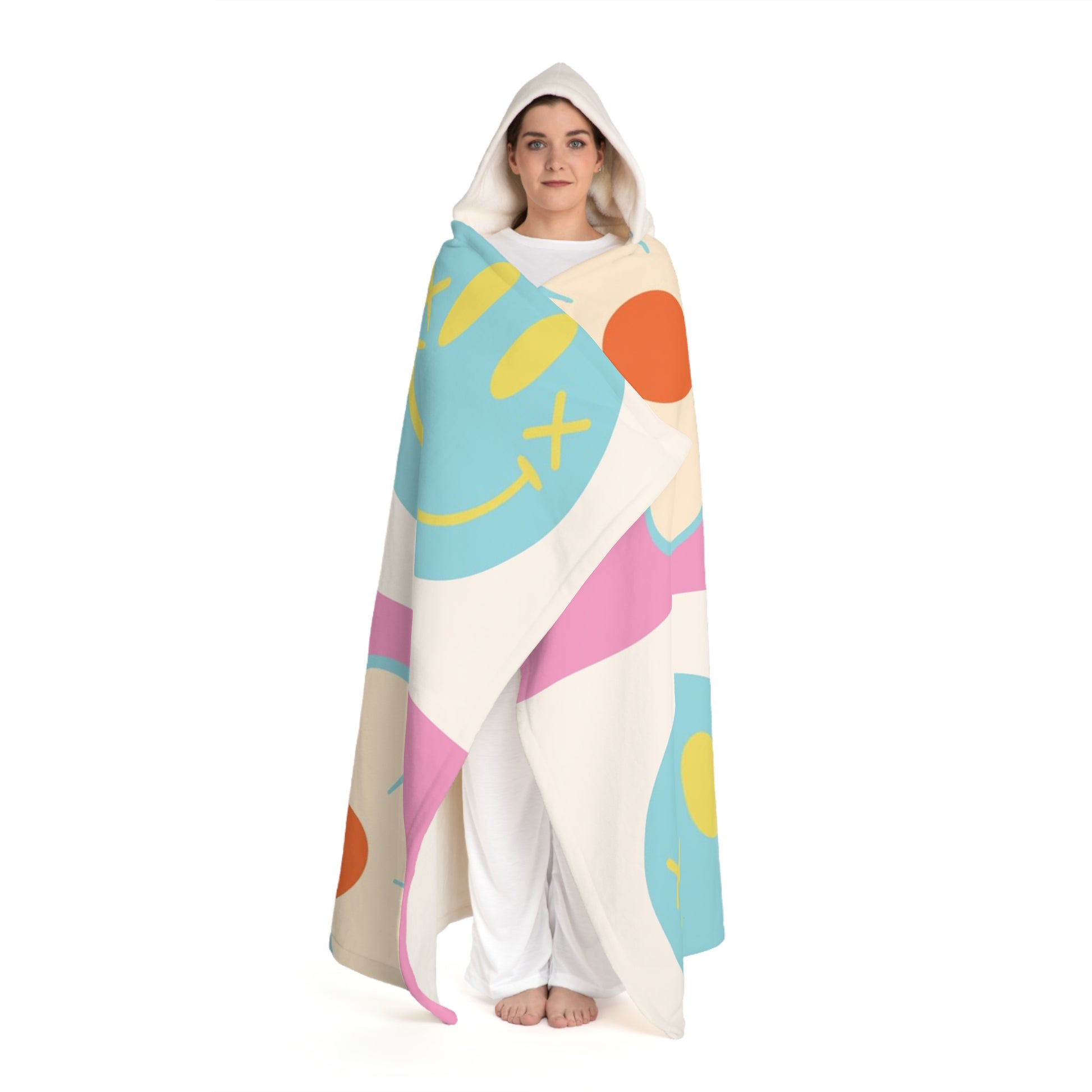 Madotsukis Grin Bloom Hooded Sherpa Fleece Blanket, Artsulli - Art is Long, Life is Short, All Over Prints, , , , , , , 