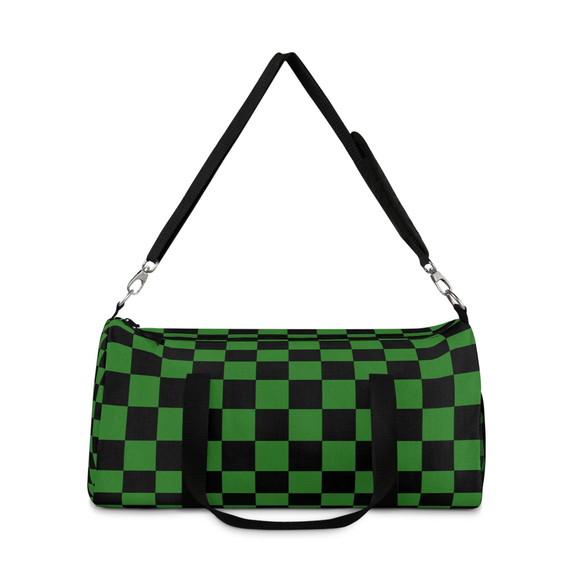 Checkerboard Green and Black Duffel Bag, Artsulli - Art is Long, Life is Short, Bags, , , , , , , 