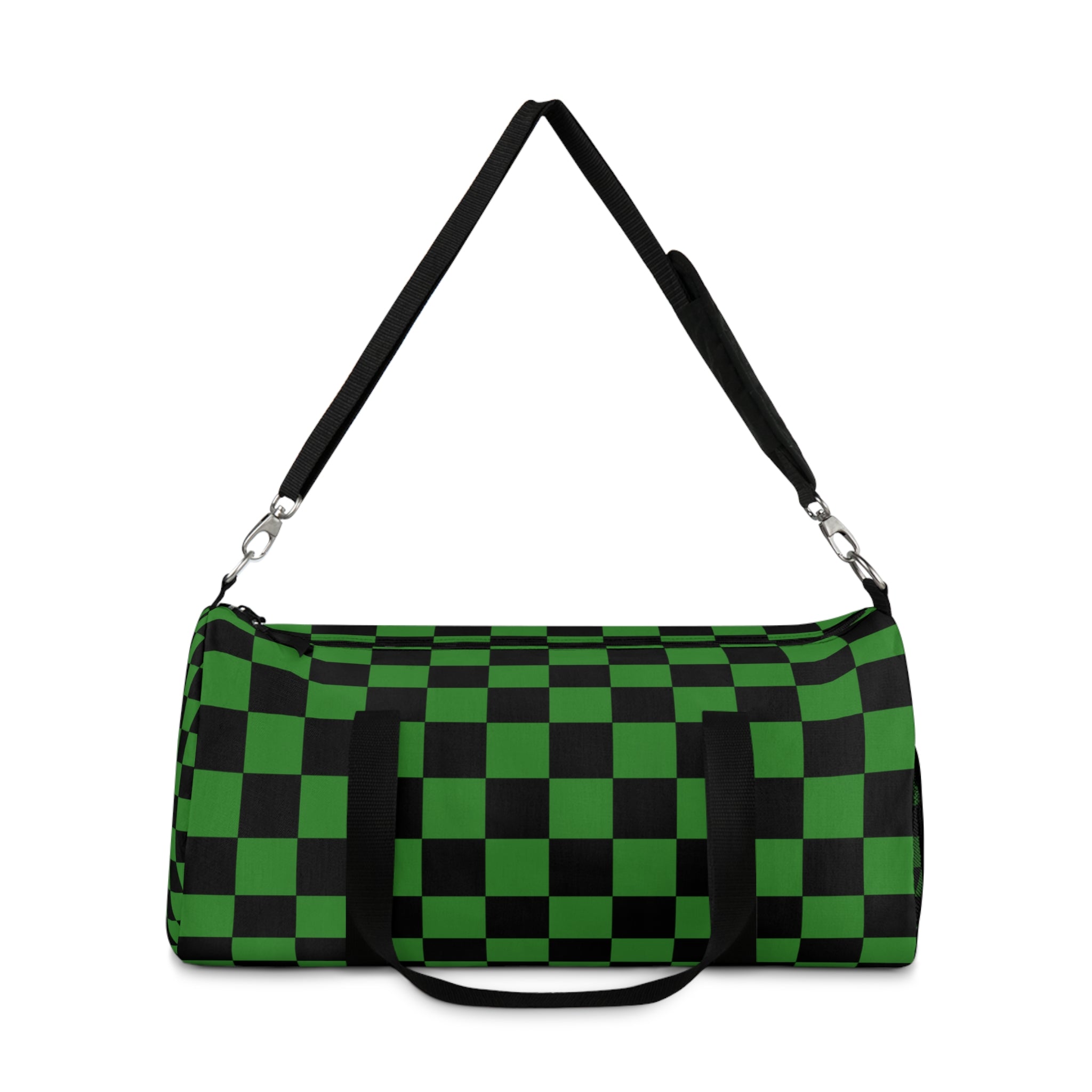 Checkerboard Green and Black Duffel Bag, Artsulli - Art is Long, Life is Short, Bags, , , , , , , 