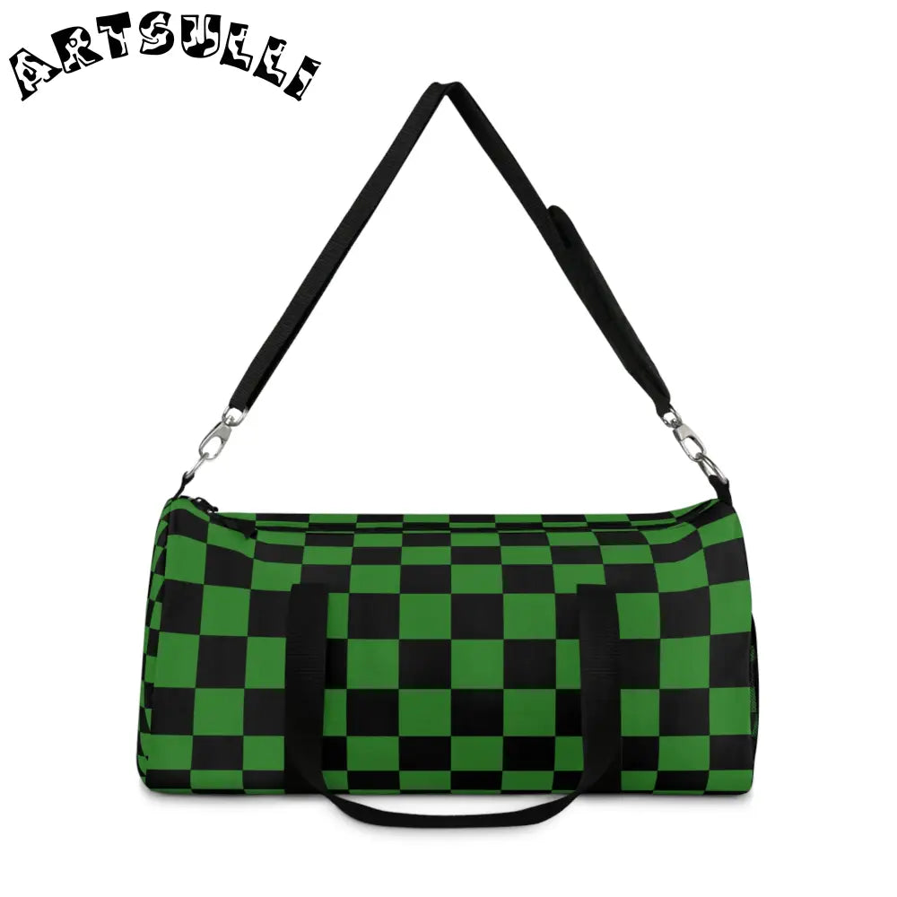JAKKOUTTHEBXX Checkerboard Green and Black Duffel Bag JAKKOUTTHEBXX