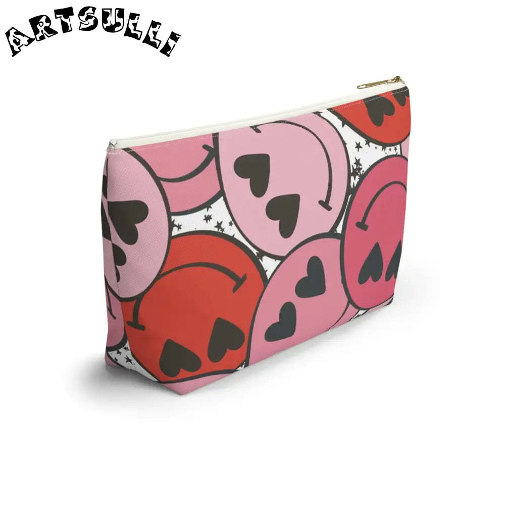 JAKKOUTTHEBXX Smiley Face x Heart Eyes Pink and Red Accessory Pouch