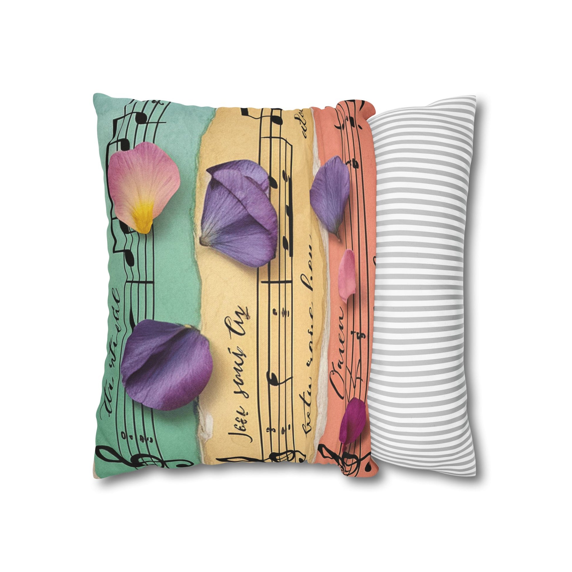 Torn Type Beat Sheet Music Multi-Color Spun Polyester Square Pillowcase, Artsulli - Art is Long, Life is Short, Home Decor, , , , , , , 