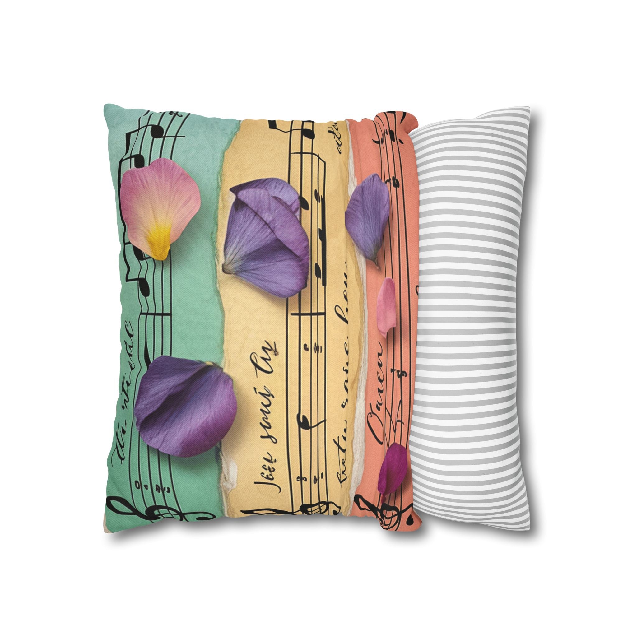 Torn Type Beat Sheet Music Multi-Color Spun Polyester Square Pillowcase, Artsulli - Art is Long, Life is Short, Home Decor, , , , , , , 