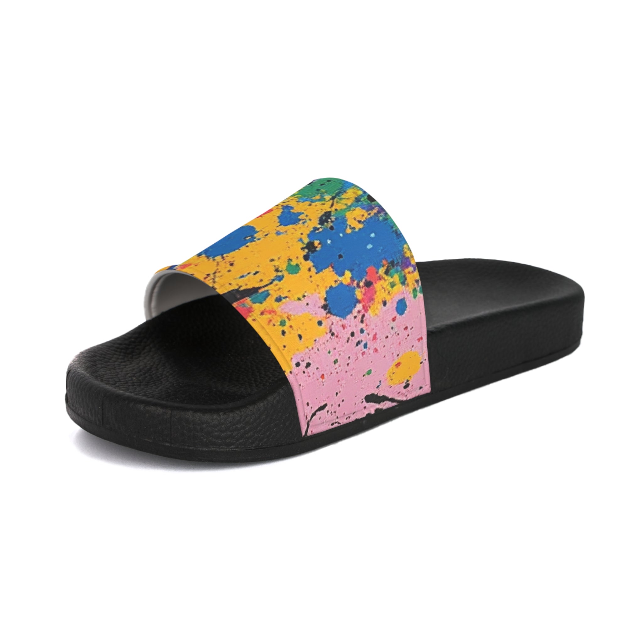 The Colors Of Paint Splatter Women's Slide Sandals, Artsulli - Art is Long, Life is Short, Shoes, , , , , , , 